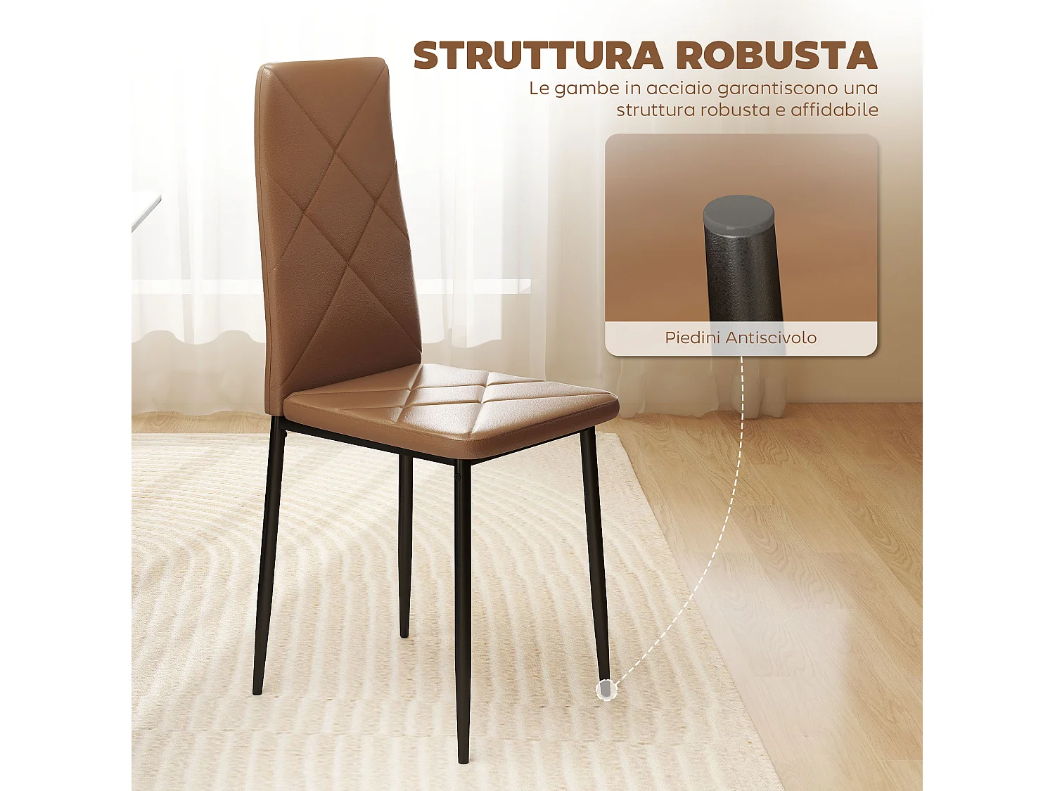 Set di 4 sedie sala da pranzo in finta pelle sedie cucina con schienale alto