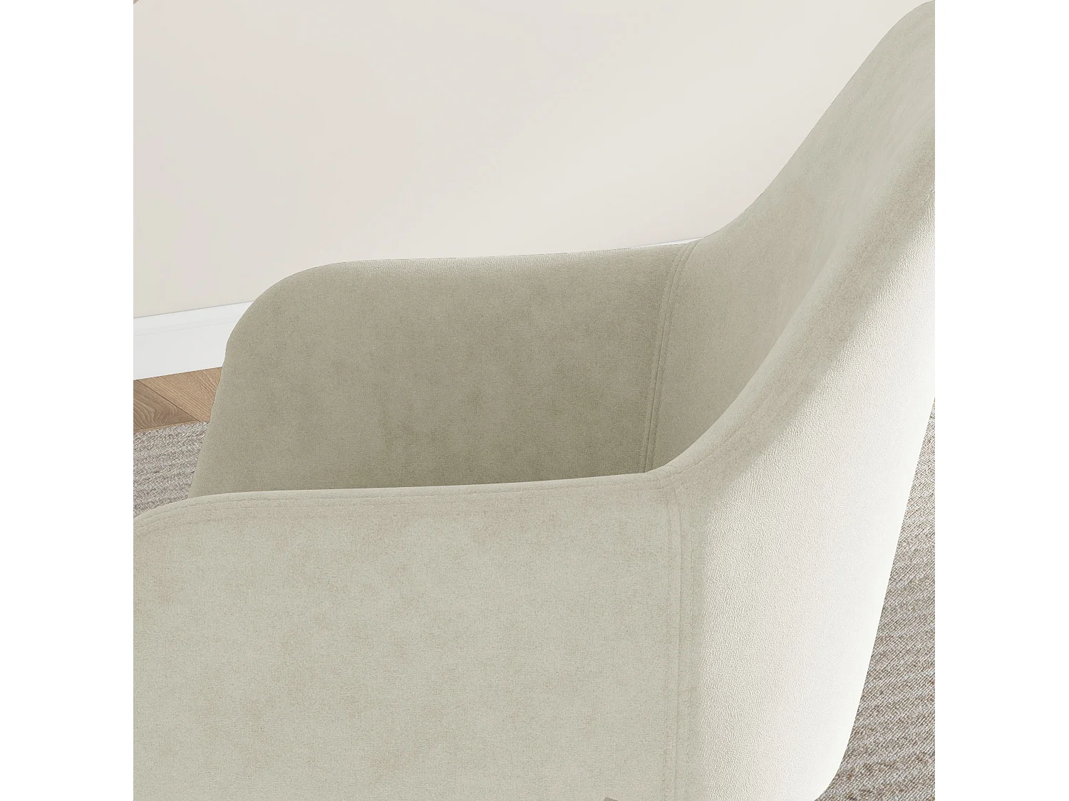 Set 2 sedie da pranzo stile nordico vellutato con braccioli crema