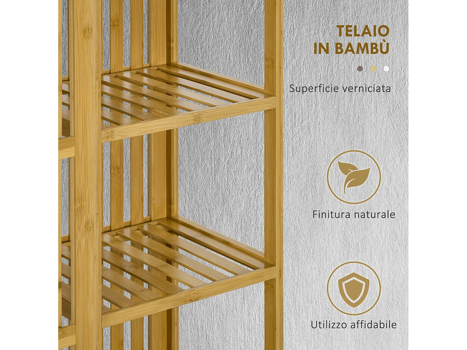Armadio aperto con 2 ante scorrevoli e ripiani aperti in bambù