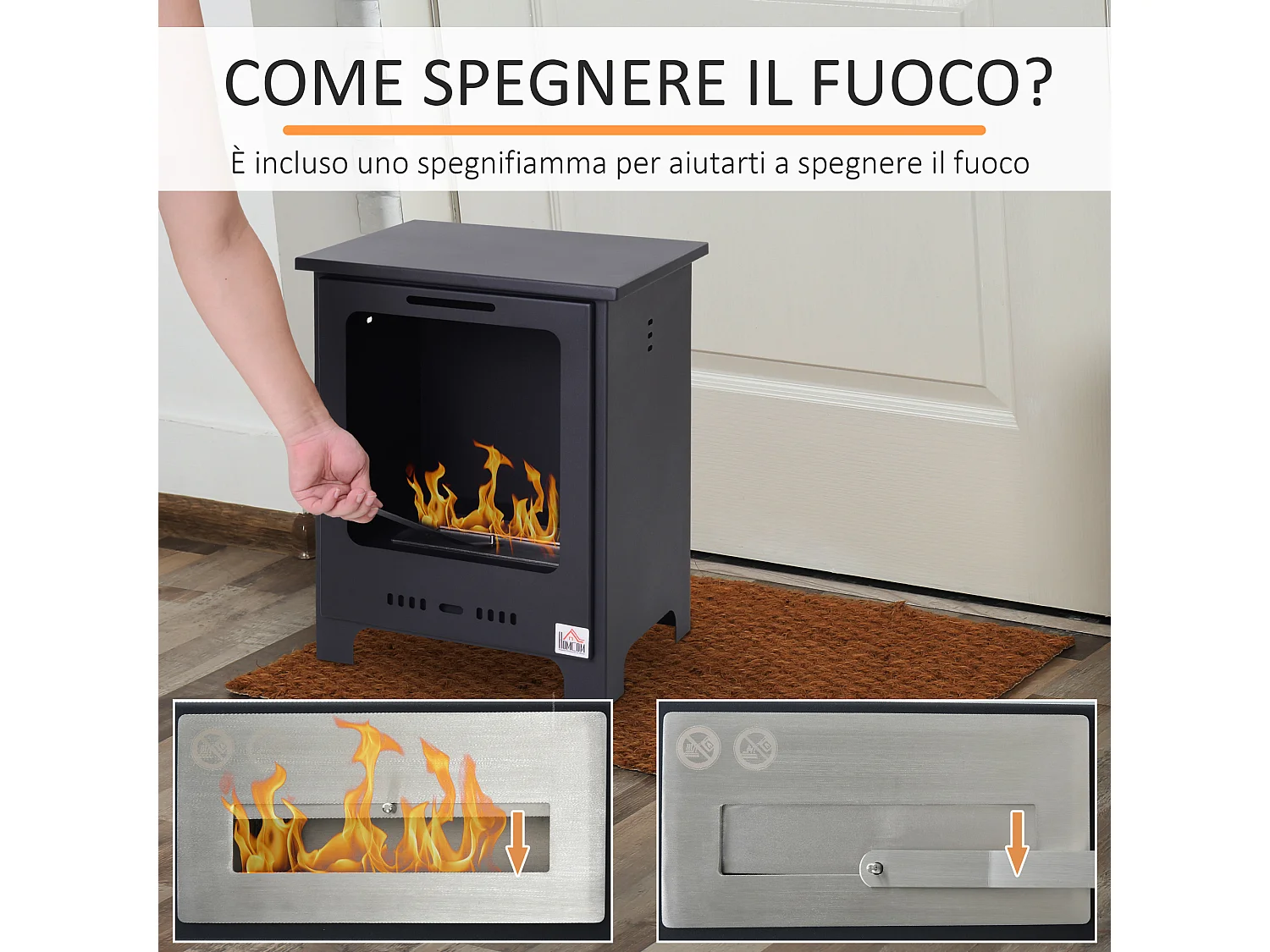 Caminetto bioetanolo 0.9l nero efficiente