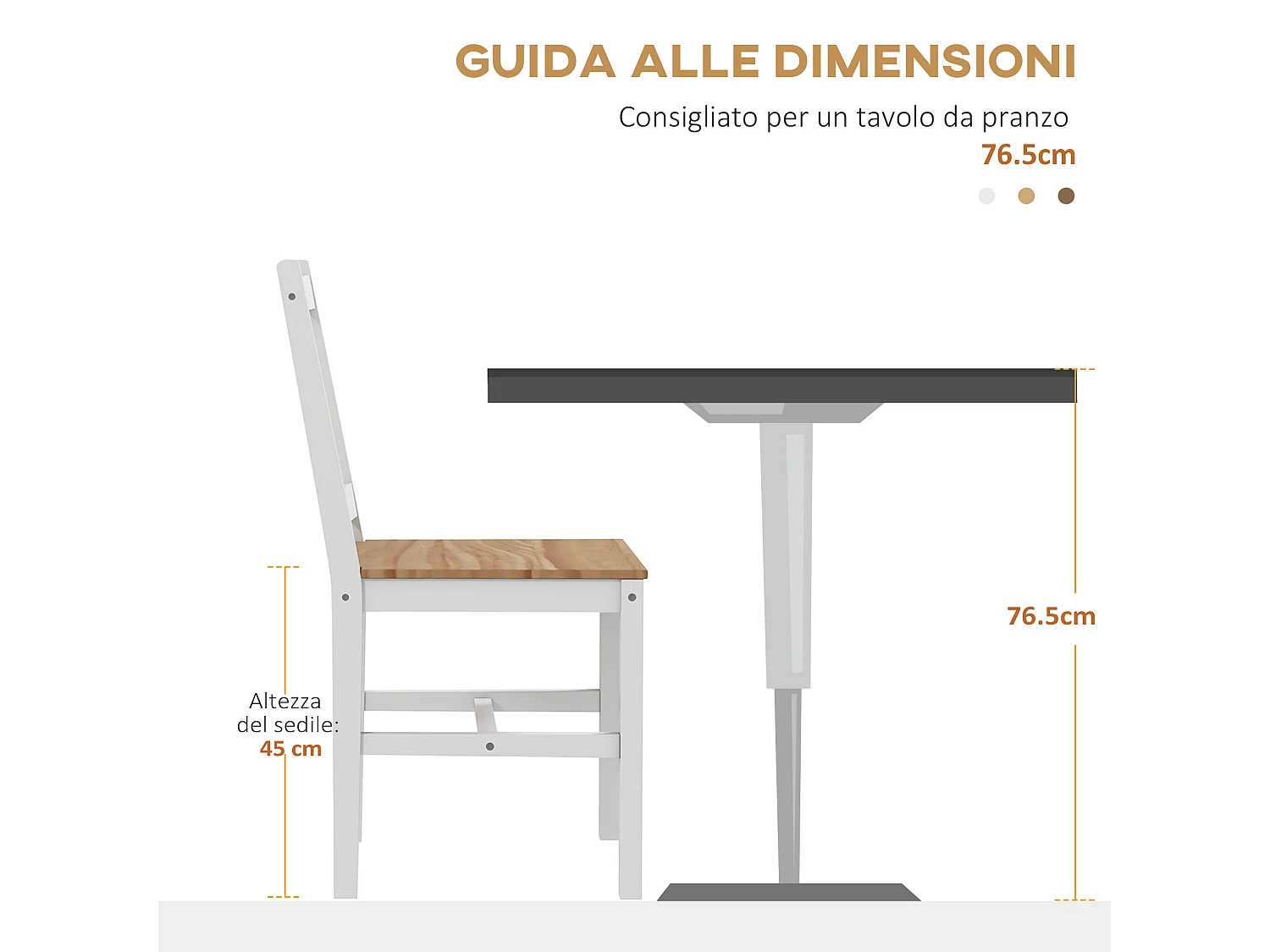 Set 4 sedie per cucina e salotto con schienale a croce in legno