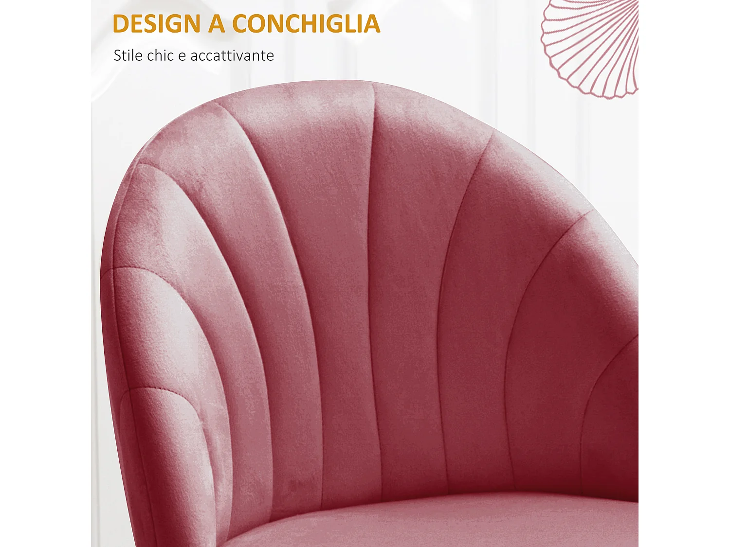 Set di 2 sedie sala da pranzo sedie cucina moderne con schienale a conchiglia