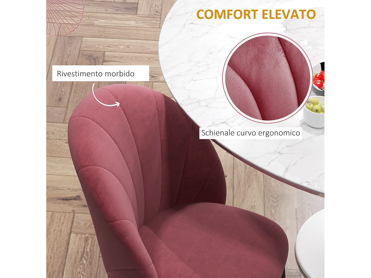 Set di 2 sedie sala da pranzo sedie cucina moderne con schienale a conchiglia