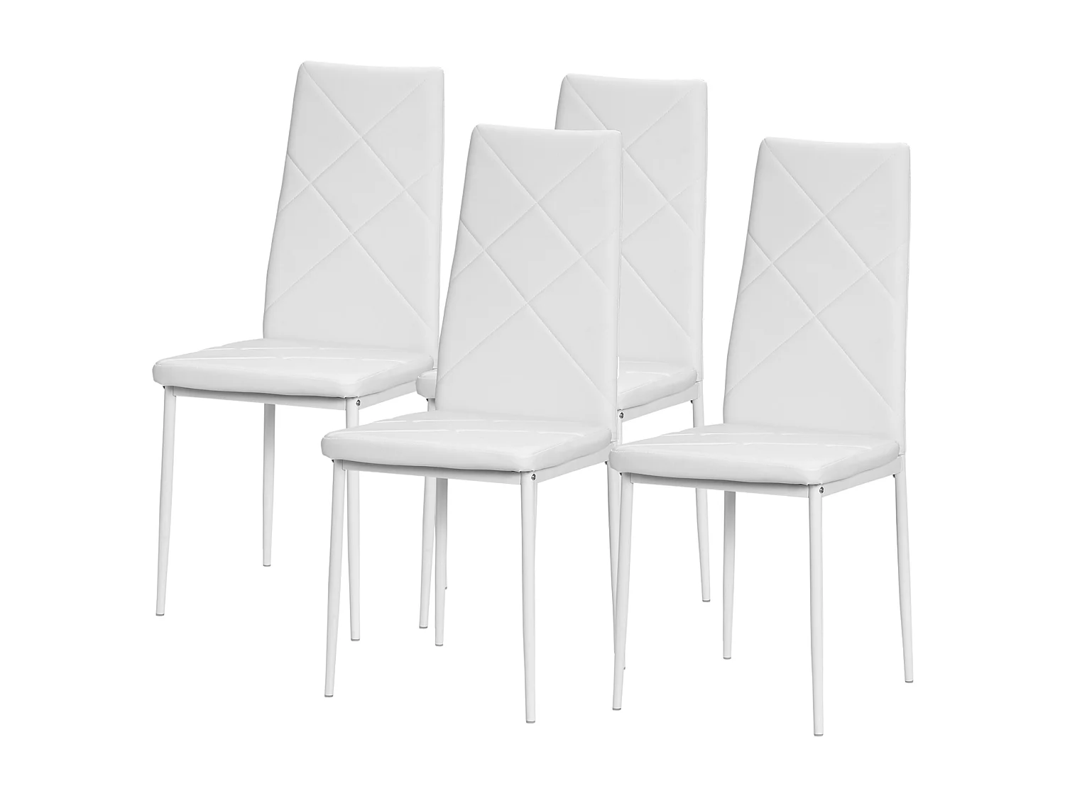 Set di 4 sedie da cucina con schienale alto finta pelle bianca
