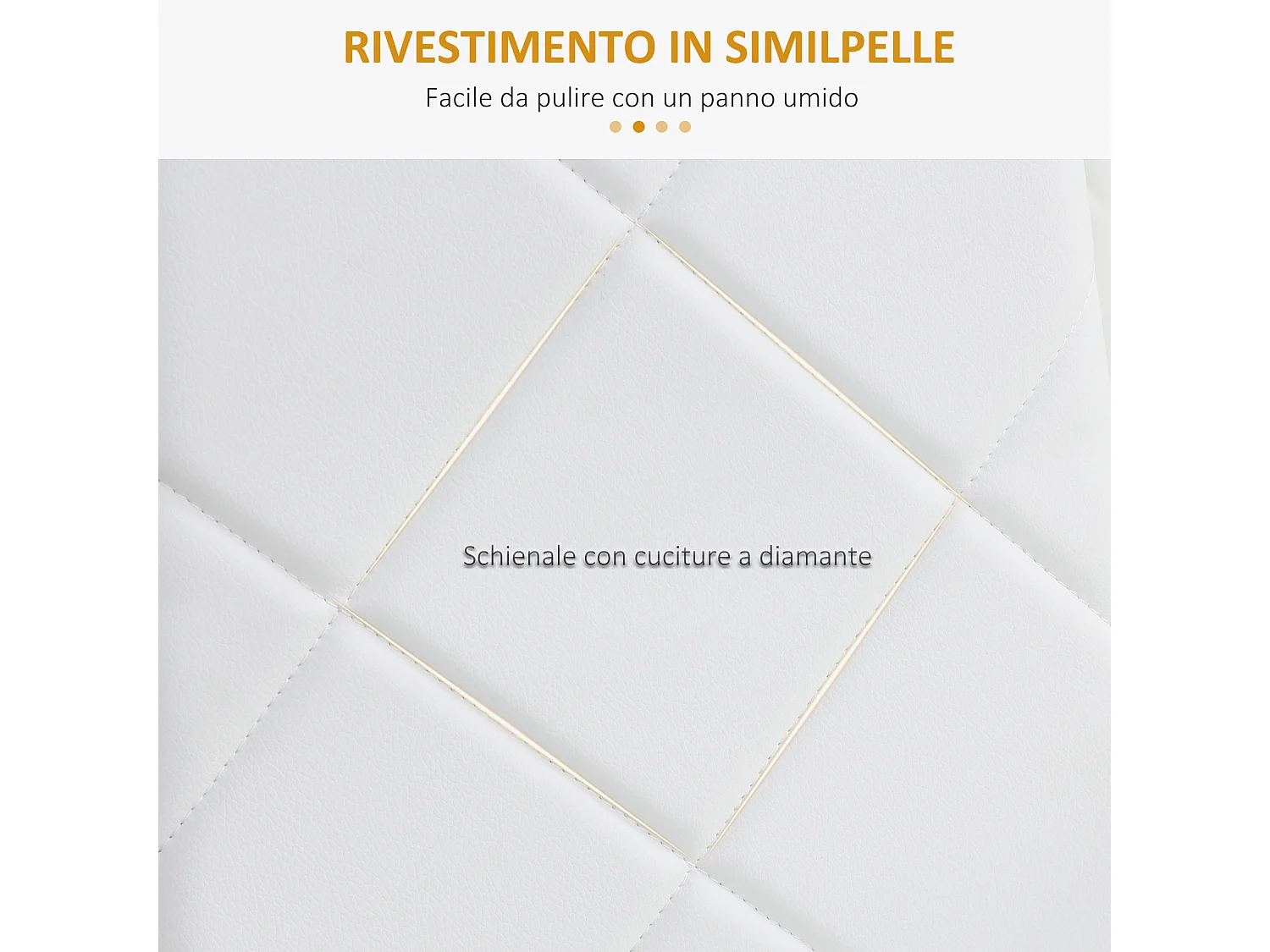 Set di 4 sedie da cucina con schienale alto finta pelle bianca