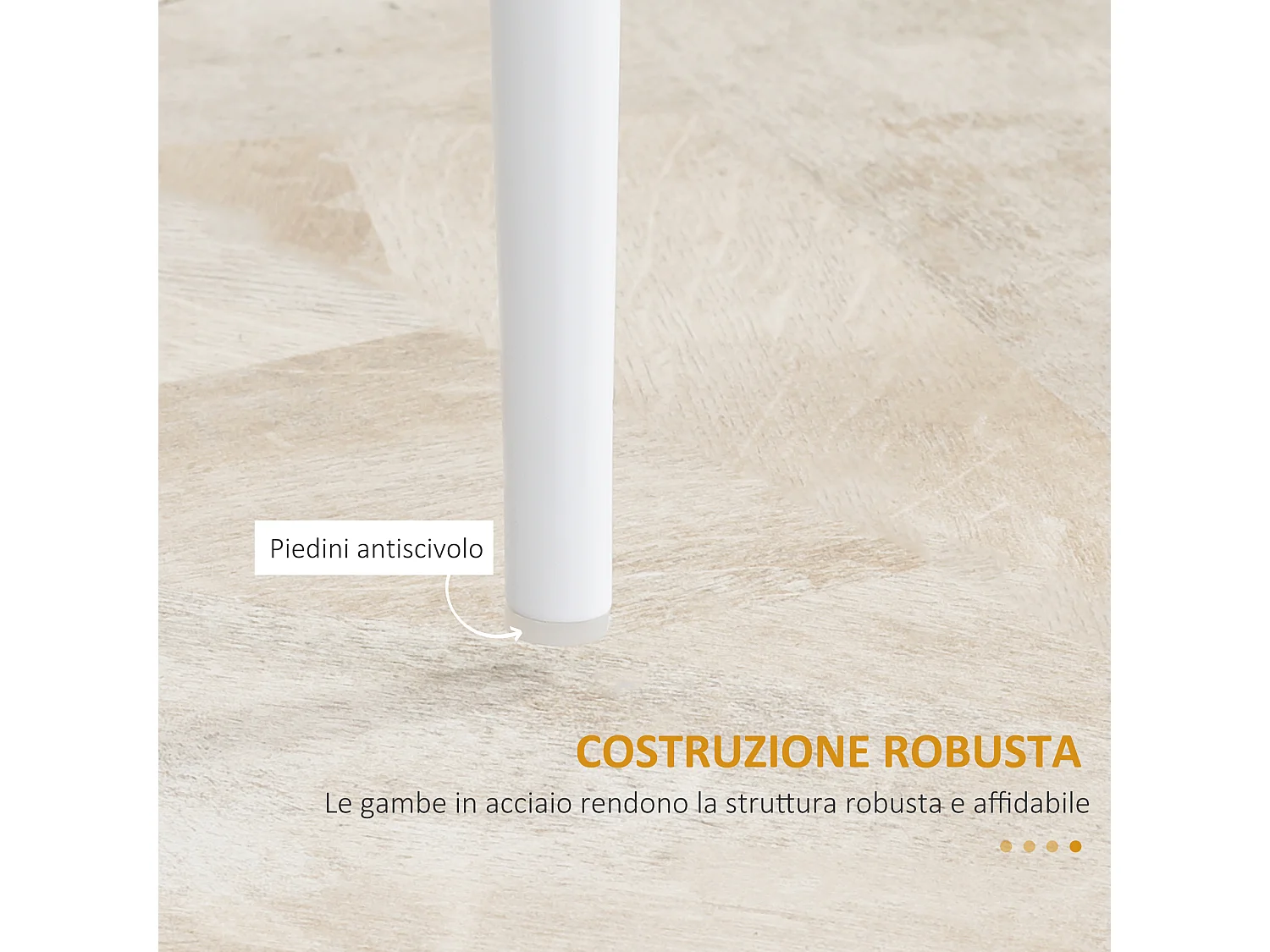 Set di 4 sedie da cucina con schienale alto finta pelle bianca