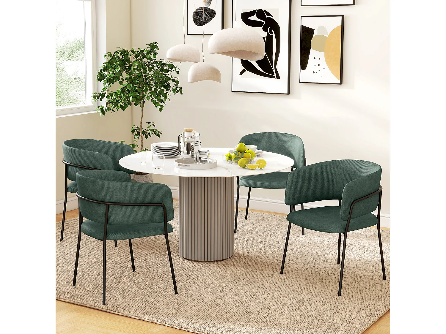 Set 2 sedie da pranzo imbottite 57x53x73 cm verde