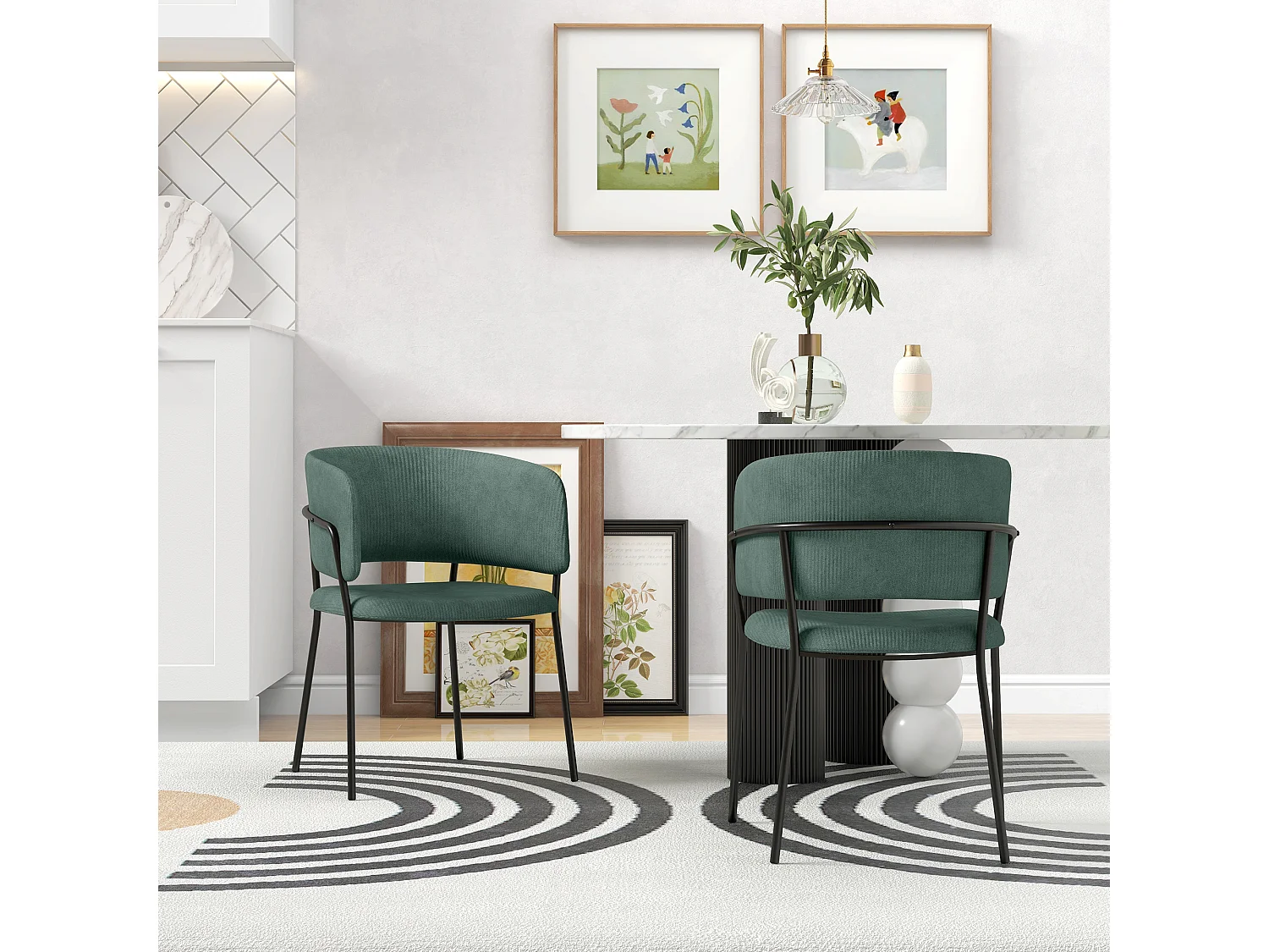 Set 2 sedie da pranzo imbottite 57x53x73 cm verde