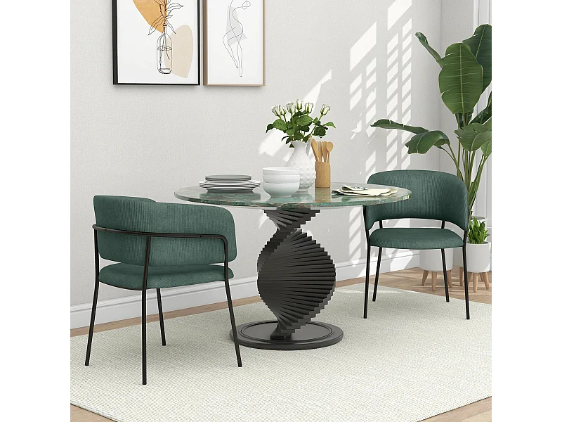 Set 2 sedie da pranzo imbottite 57x53x73 cm verde