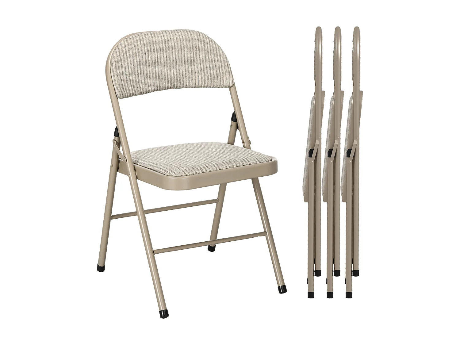 Set di 4 sedie pieghevoli imbottite in poliestere, sedie richiudibili salvaspazio in acciaio