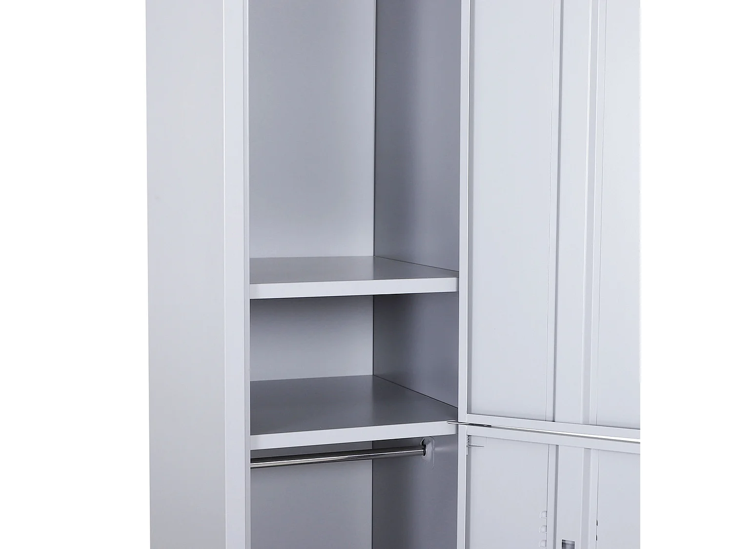 Armadietto 2 ante con 4 ripiani e chiusura di sicurezza acciaio grigio