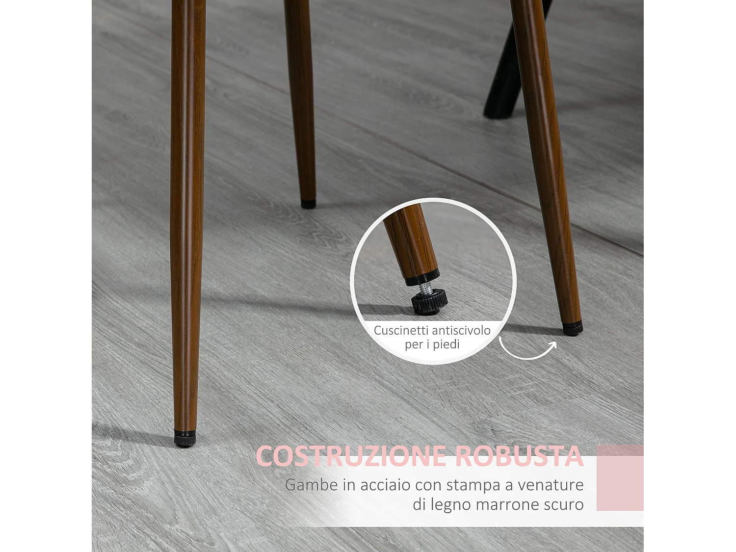 Set 4 sedie da cucina moderne imbottite in poliestere e acciaio