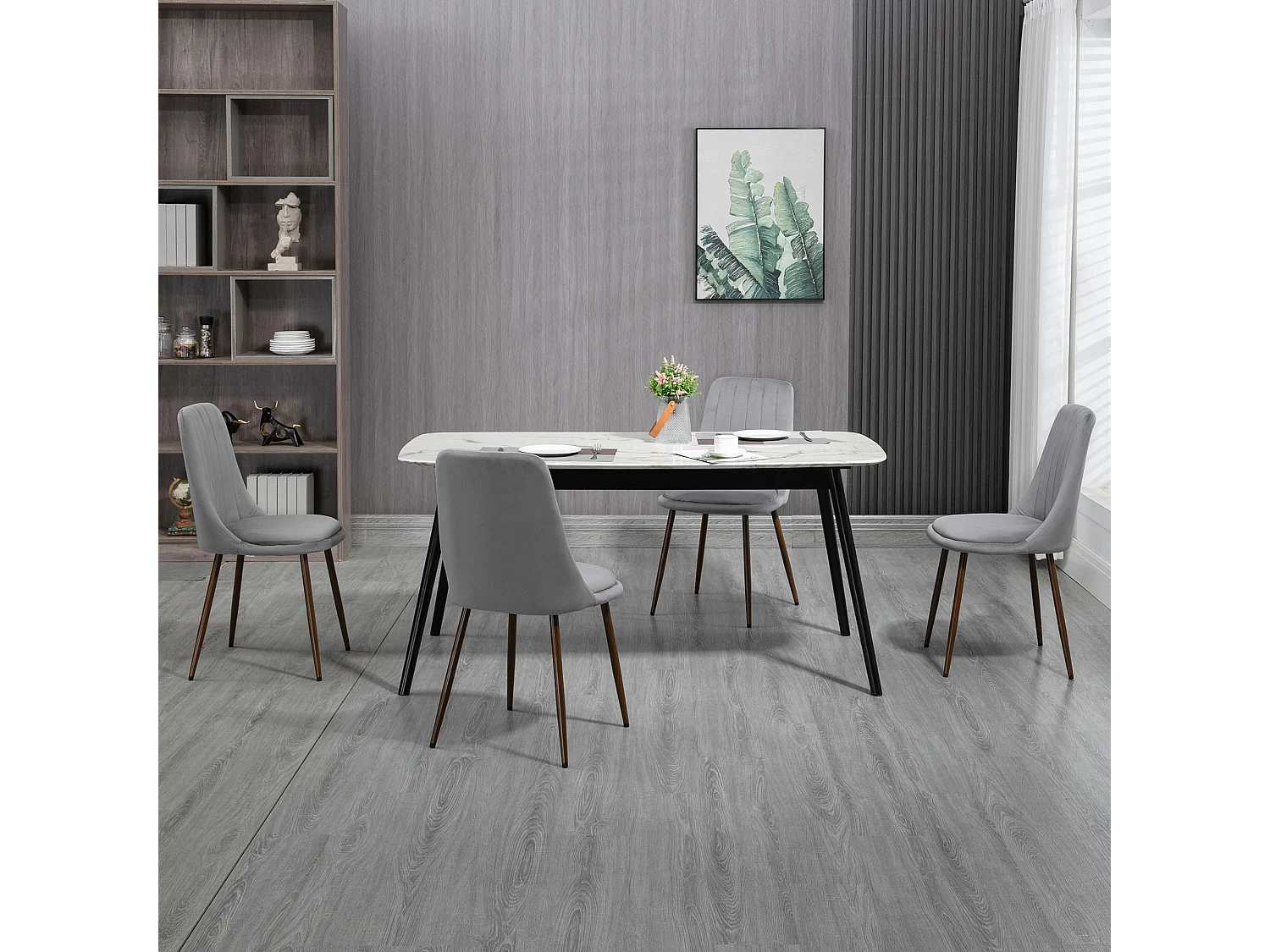 Set 4 sedie da cucina moderne imbottite in poliestere e acciaio