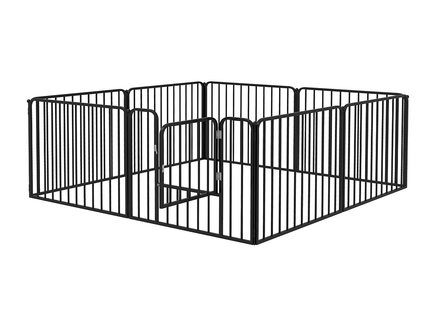 Cancellino per cani a 8 pannelli modulabili in acciaio nero