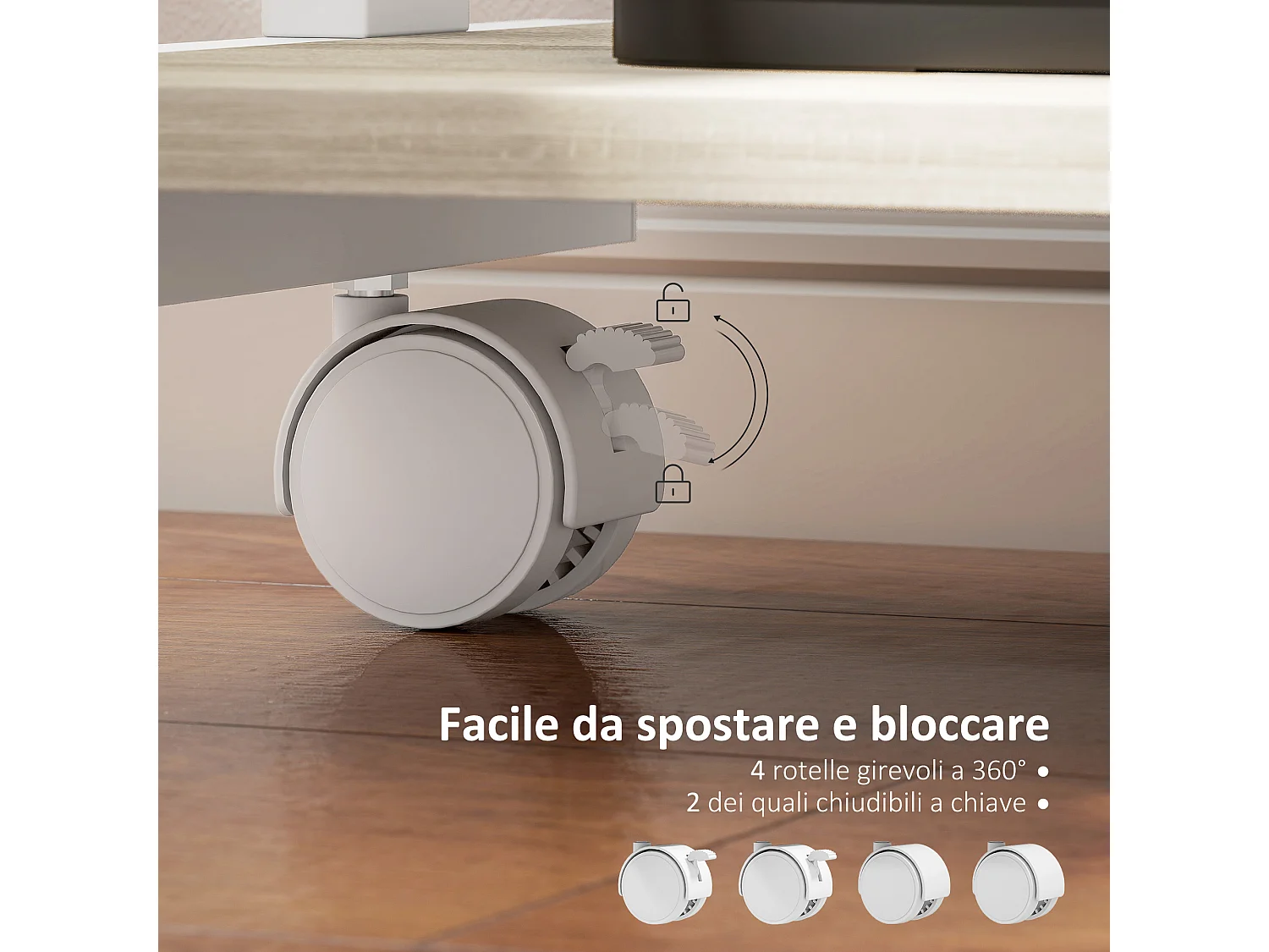 Scrivania pc con cassetto scorrevole e 2 ripiani aperti bianco rovere