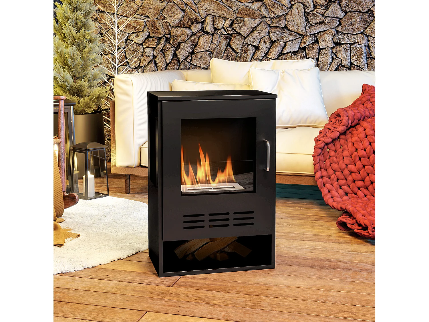 Caminetto a etanolo con bruciatore da 0.9L e durata 3.3 ore nero