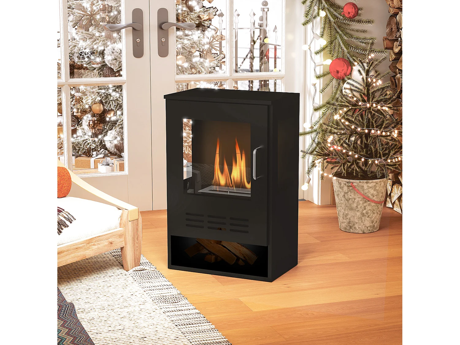 Caminetto a etanolo con bruciatore da 0.9L e durata 3.3 ore nero