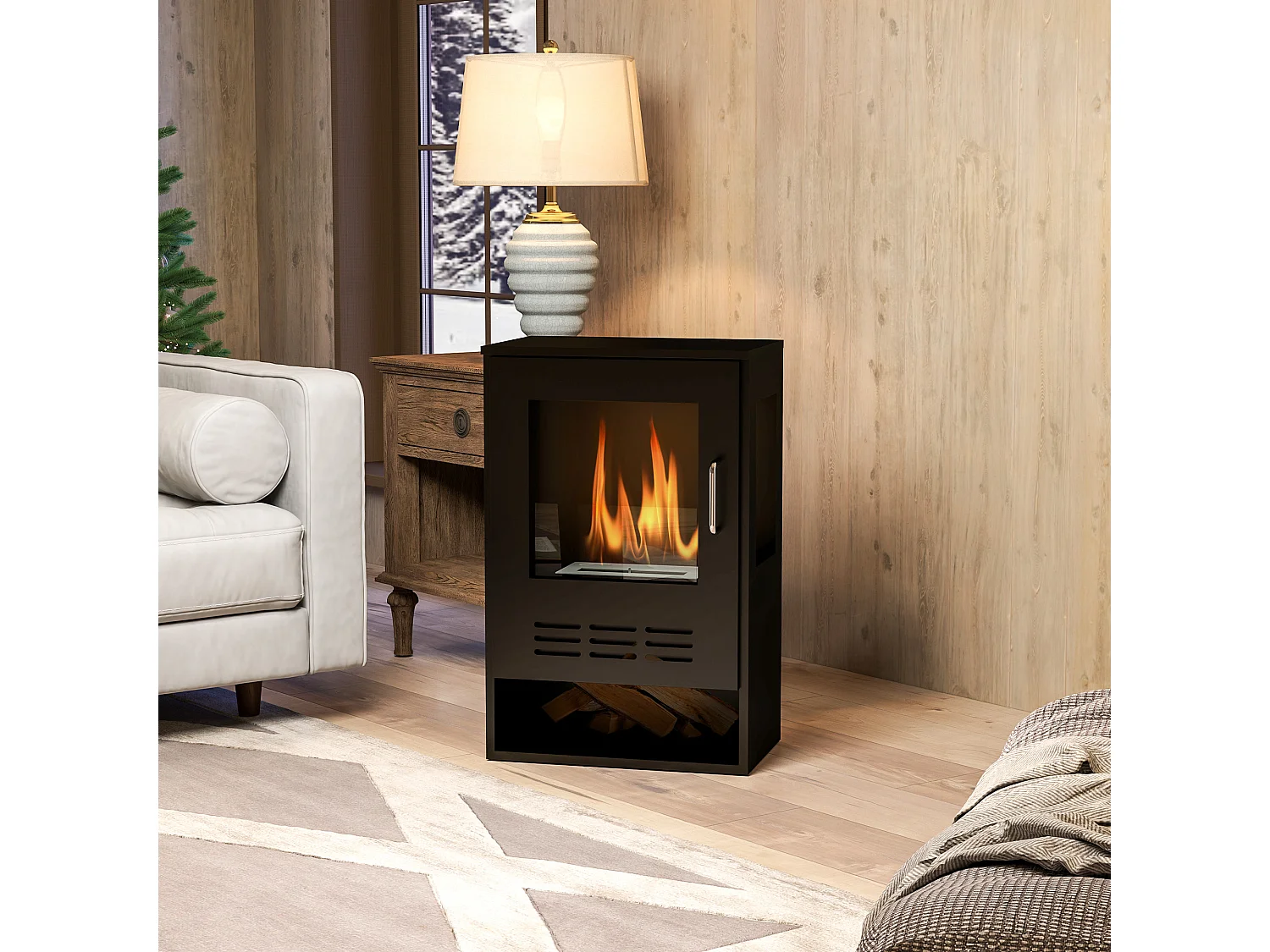 Caminetto a etanolo con bruciatore da 0.9L e durata 3.3 ore nero