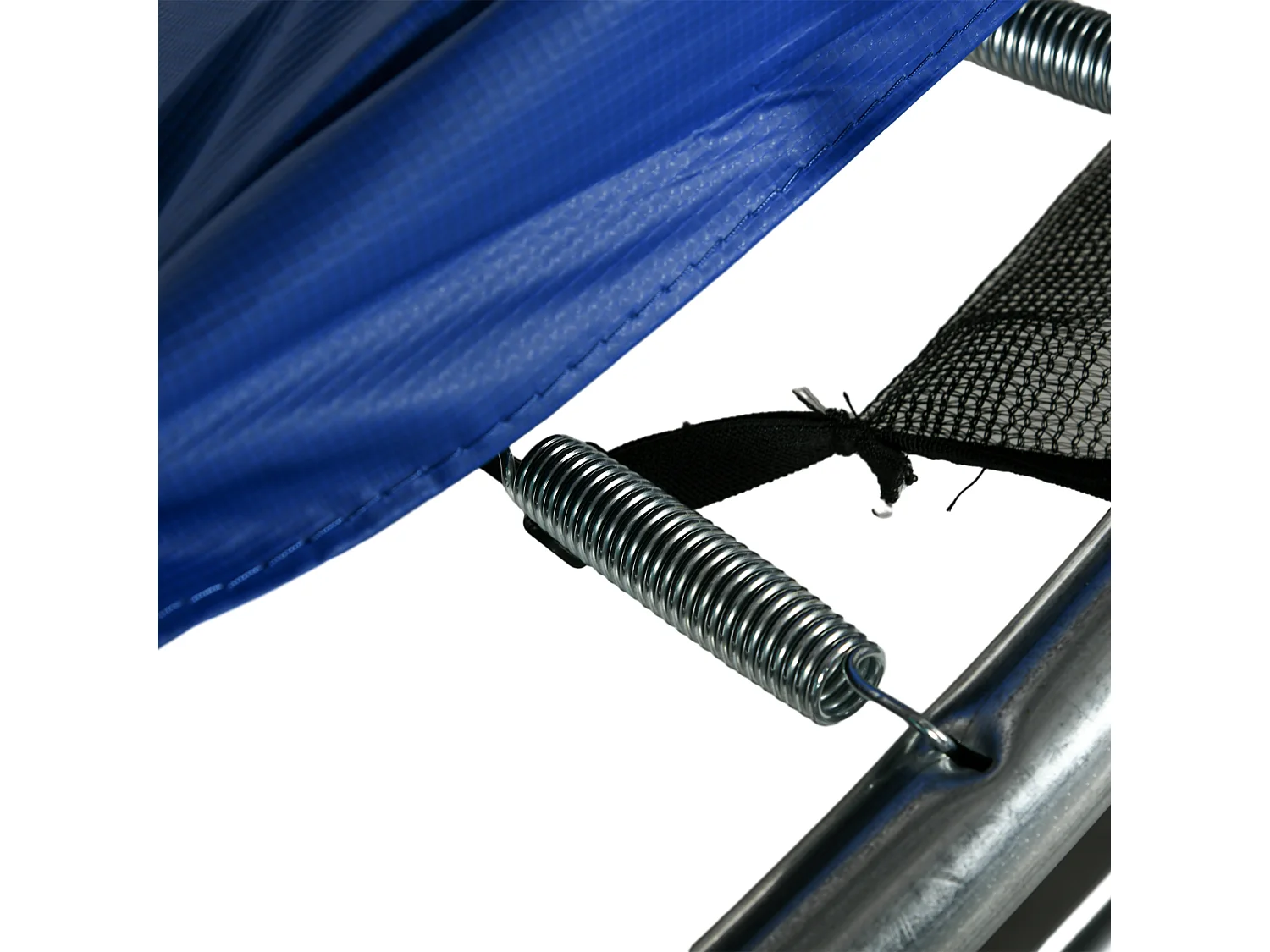 Trampolino elastico con scaletta e rete di sicurezza blu