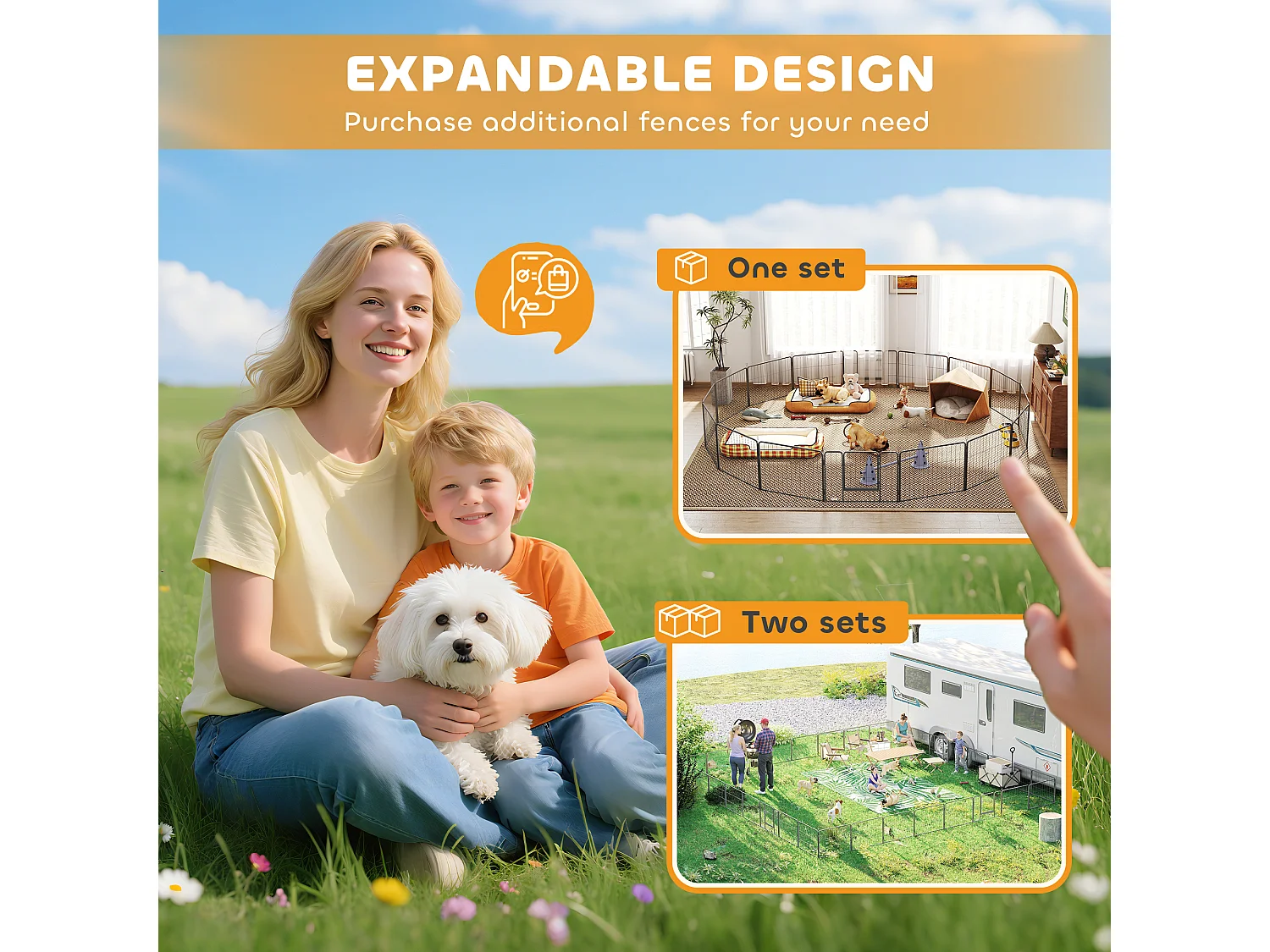 Recinto per cani 16 pannelli modulabili 2 ingressi grigio