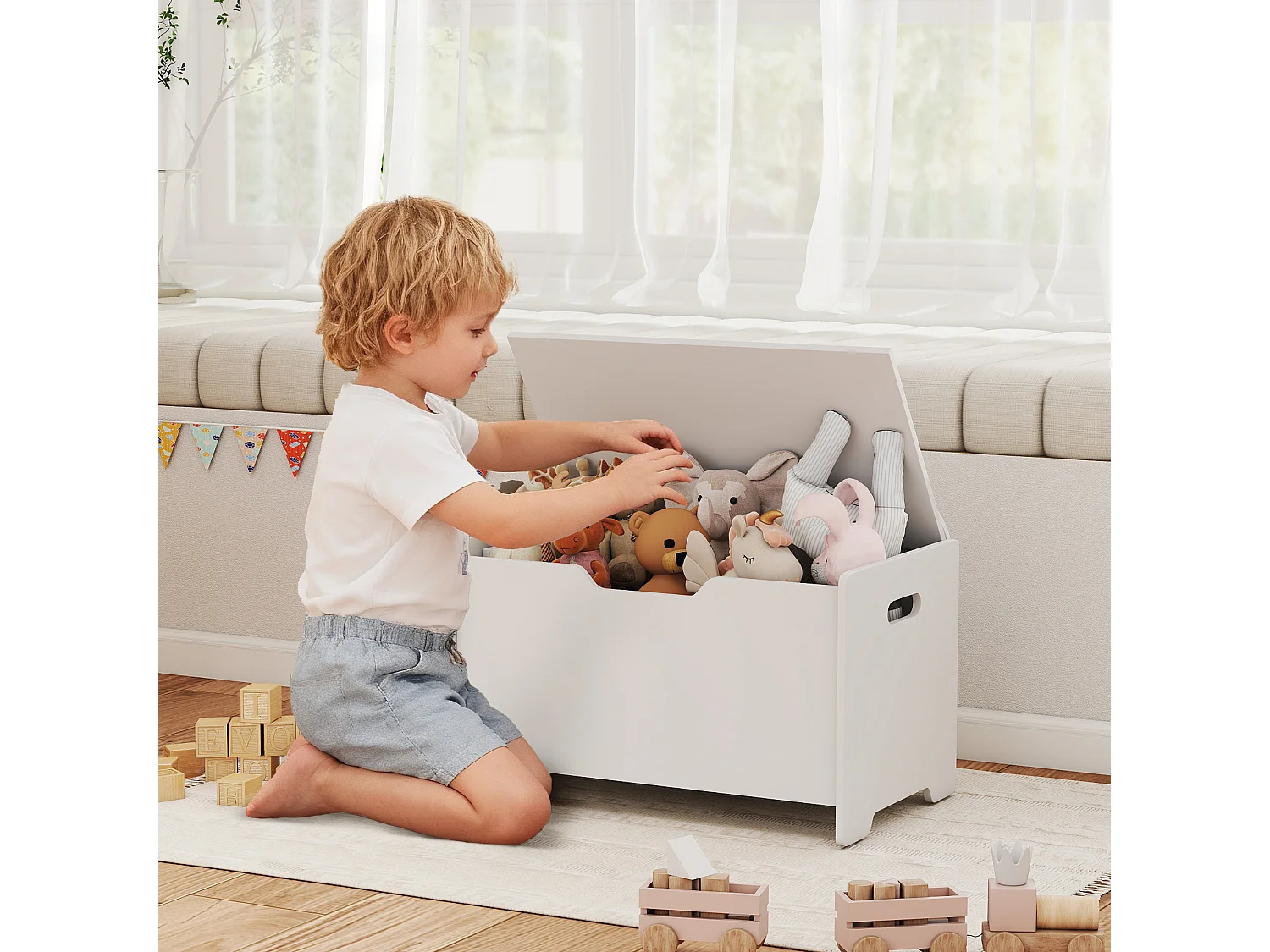 Baule portagiochi per bambini 3-8 anni a forma di orso capacità 20 kg