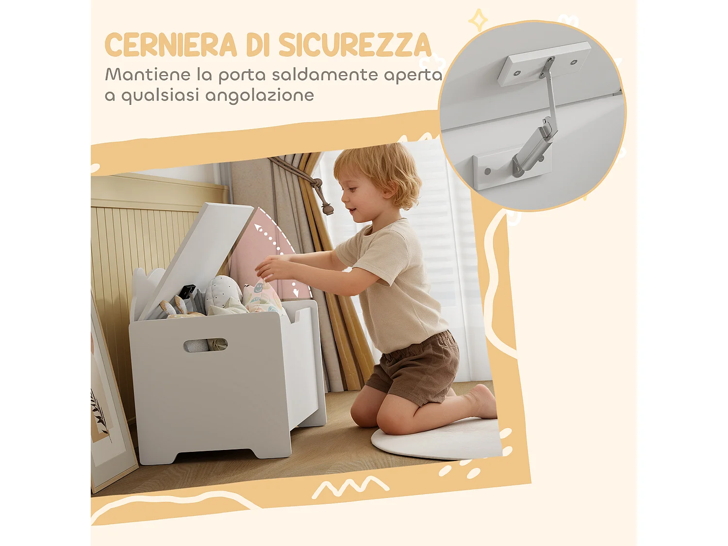 Baule portagiochi per bambini 3-8 anni a forma di orso capacità 20 kg