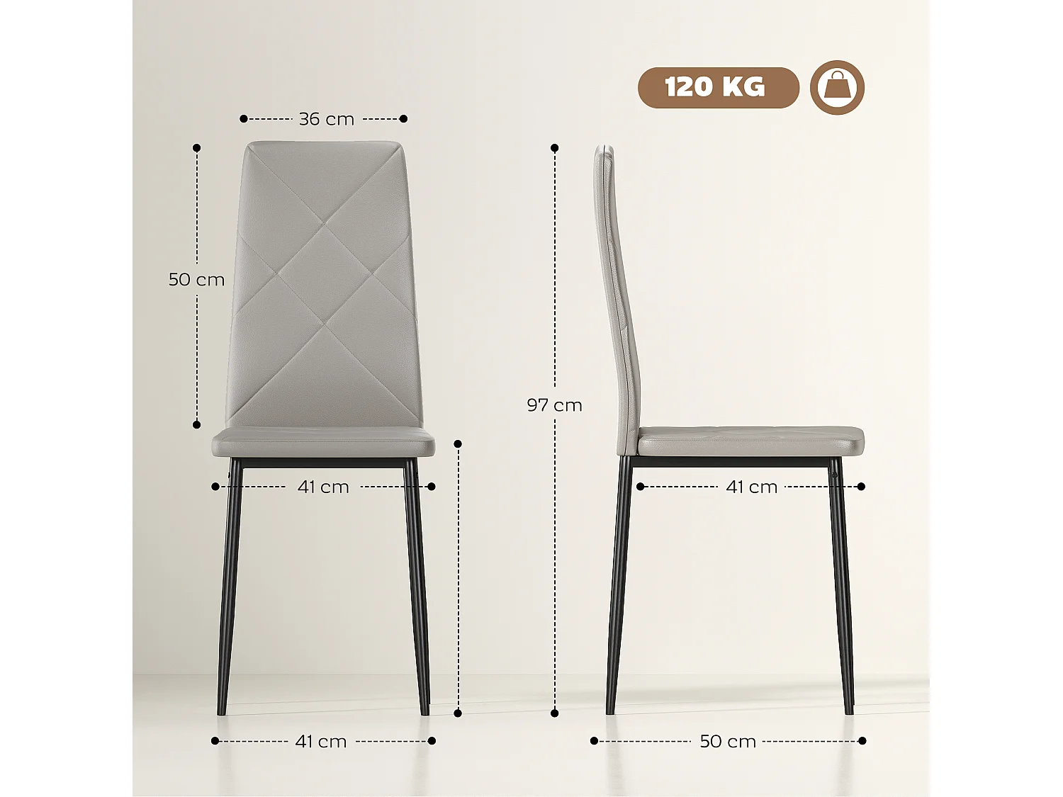 Set di 4 sedie sala da pranzo in finta pelle sedie cucina con schienale