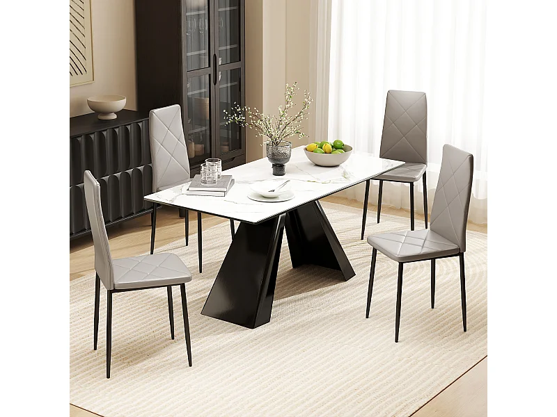 Set di 4 sedie sala da pranzo in finta pelle sedie cucina con schienale