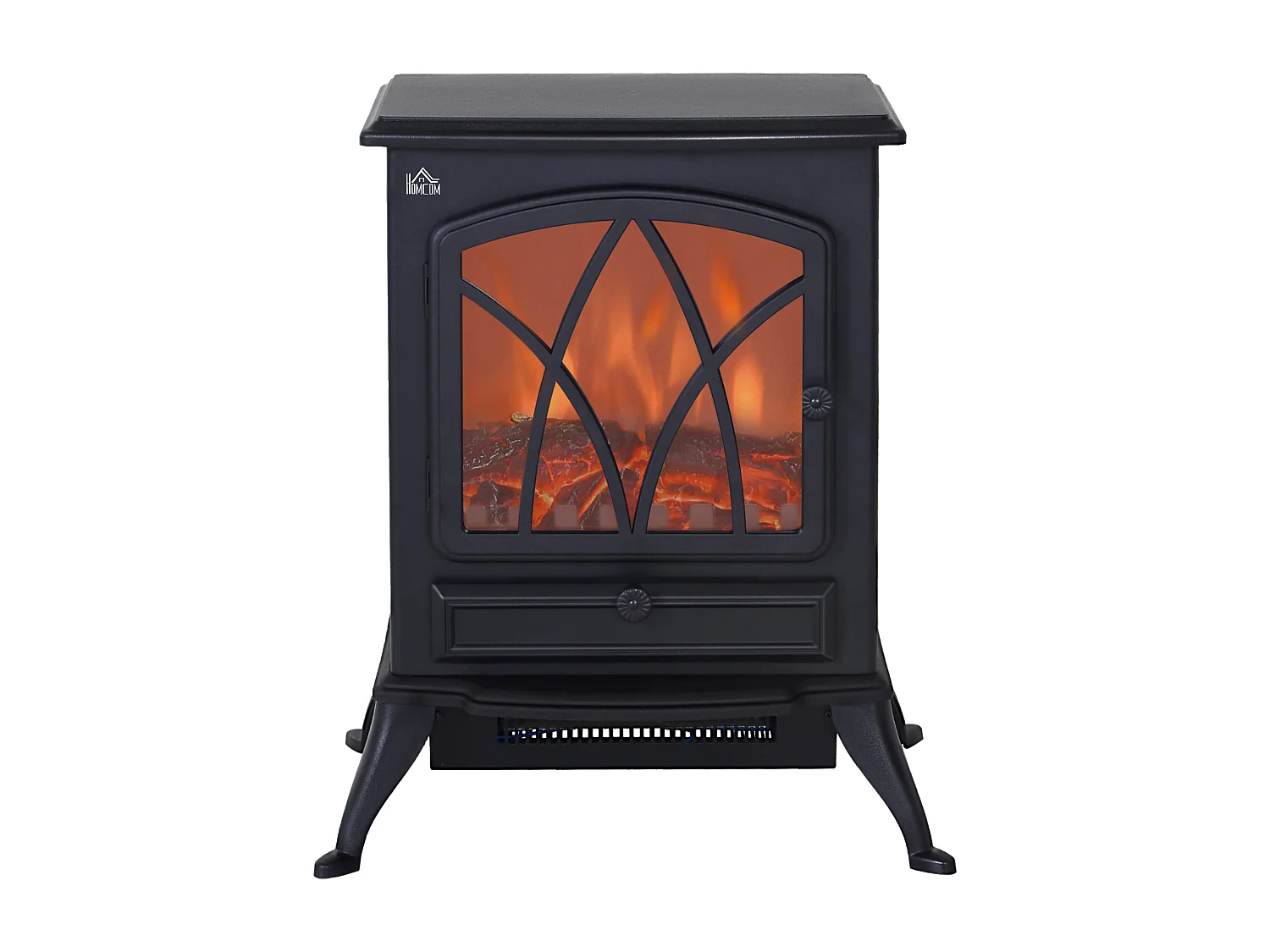 Camino elettrico effetto fiamma e termostato 1000-2000W nero