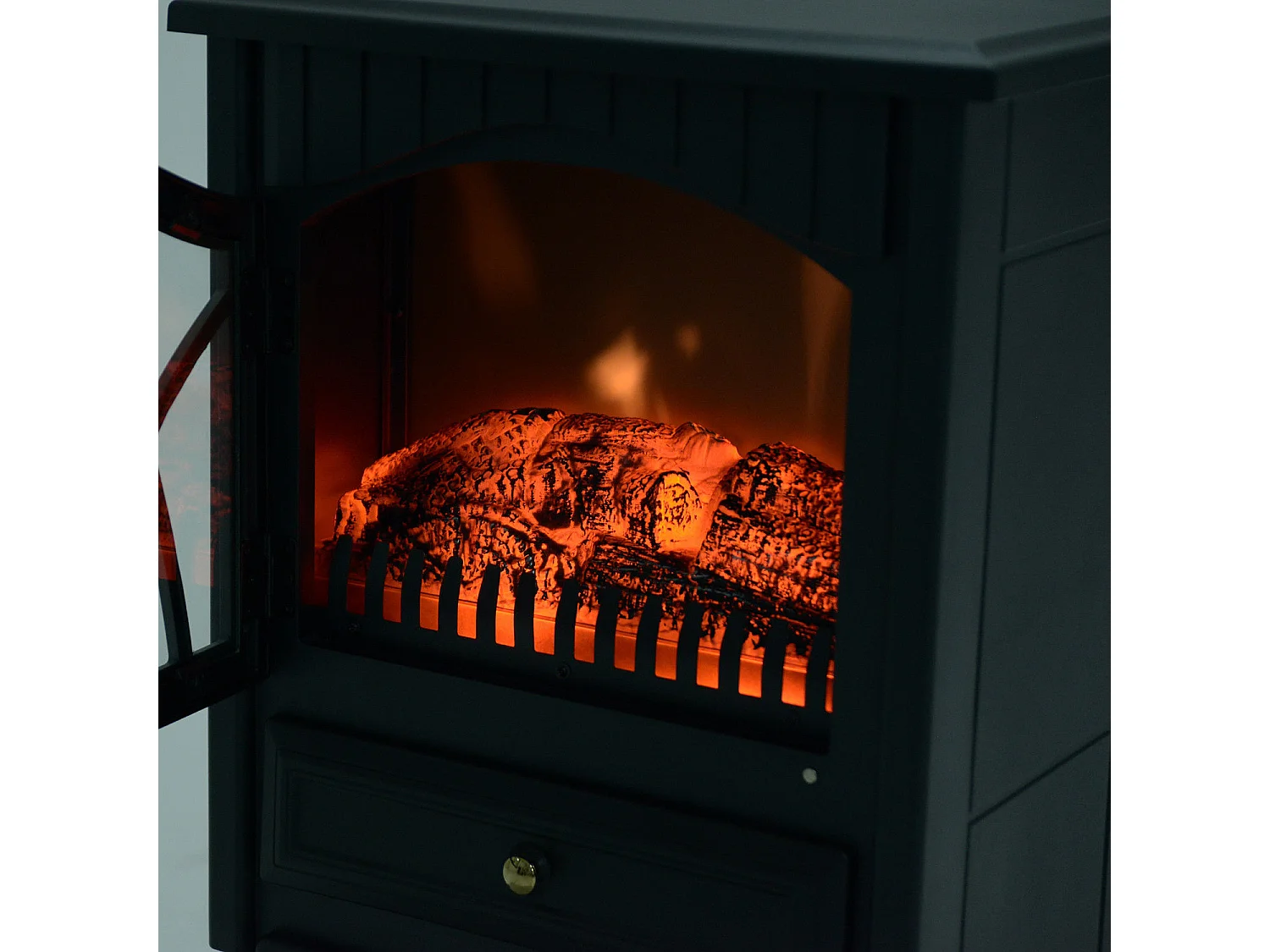 Camino elettrico effetto fiamma e termostato 1000-2000W nero