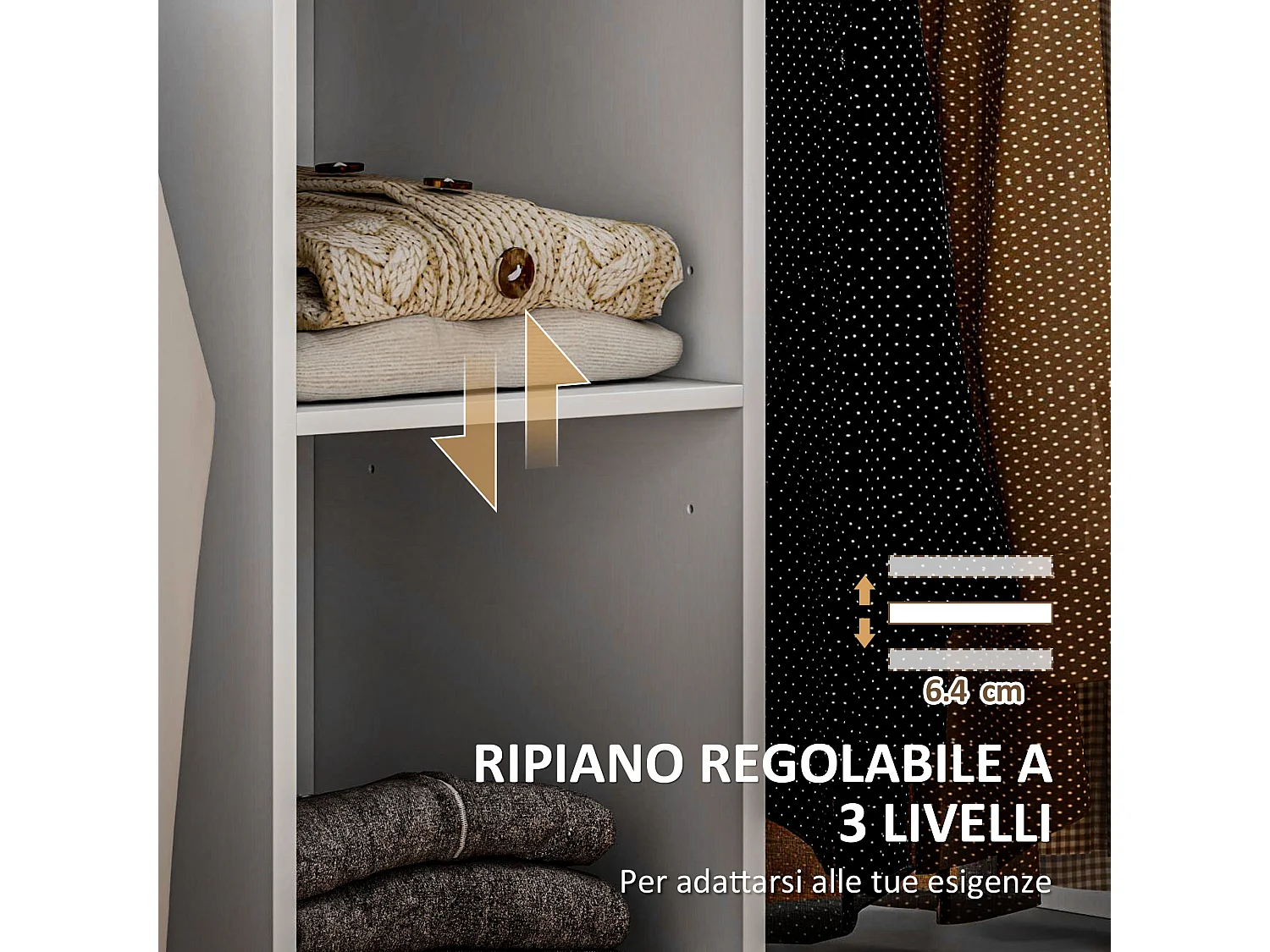 Mobile asse da stiro con ruote porta ferro e barra per abiti bianco