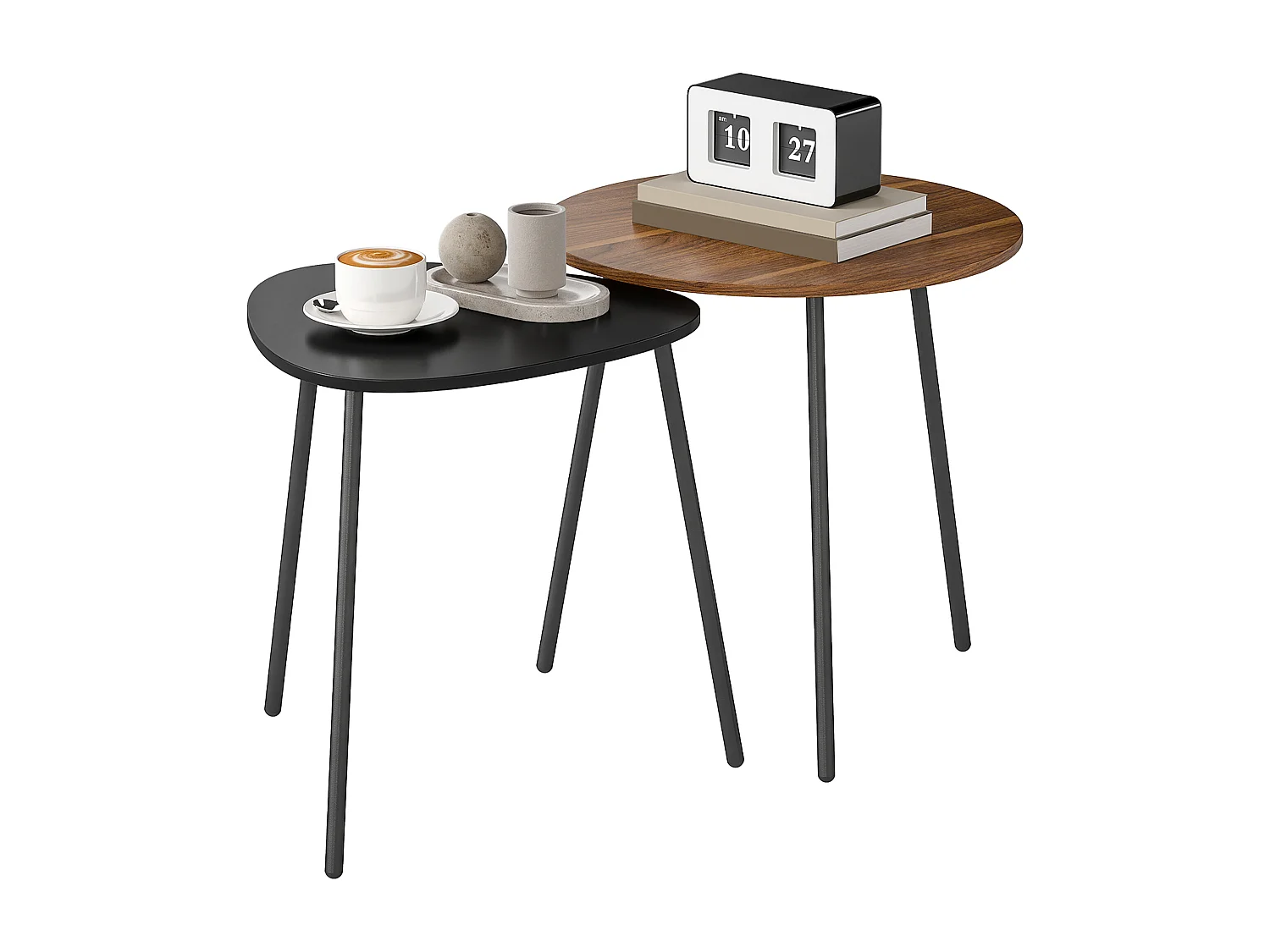 Set di 2 tavolini da salotto impilabili tavolini bassi con telaio in metallo per soggiorno