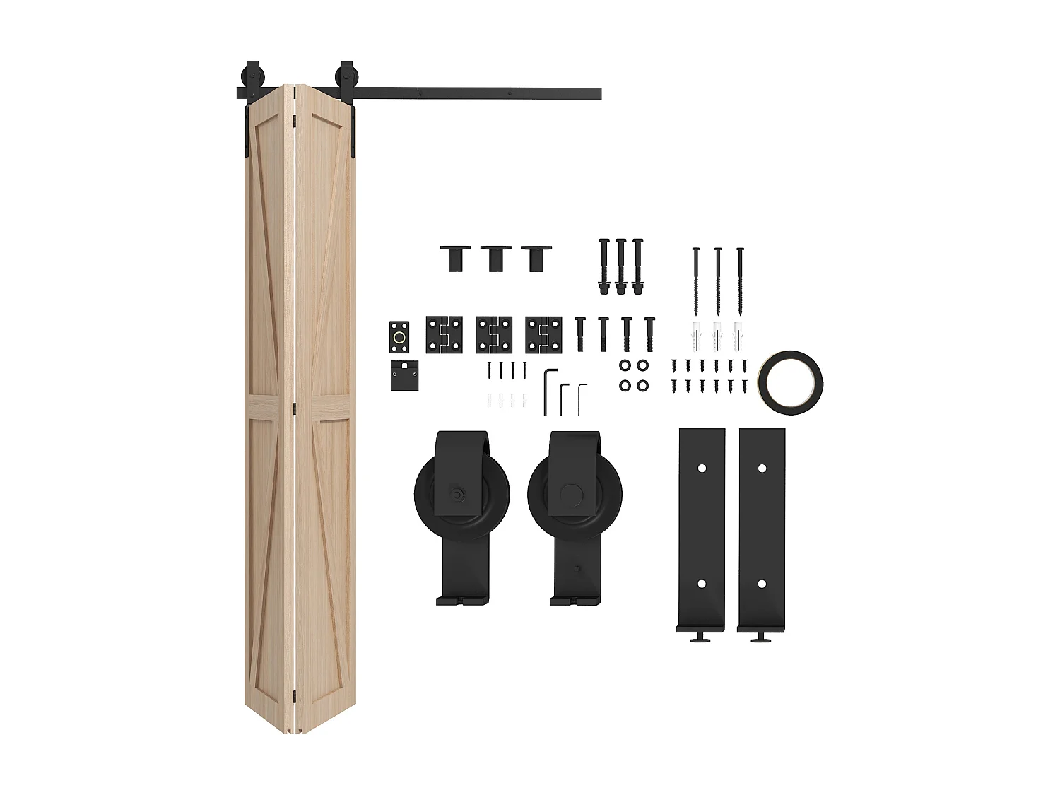 Kit per porta scorrevole in acciaio al carbonio nero 122x0.5x4 cm