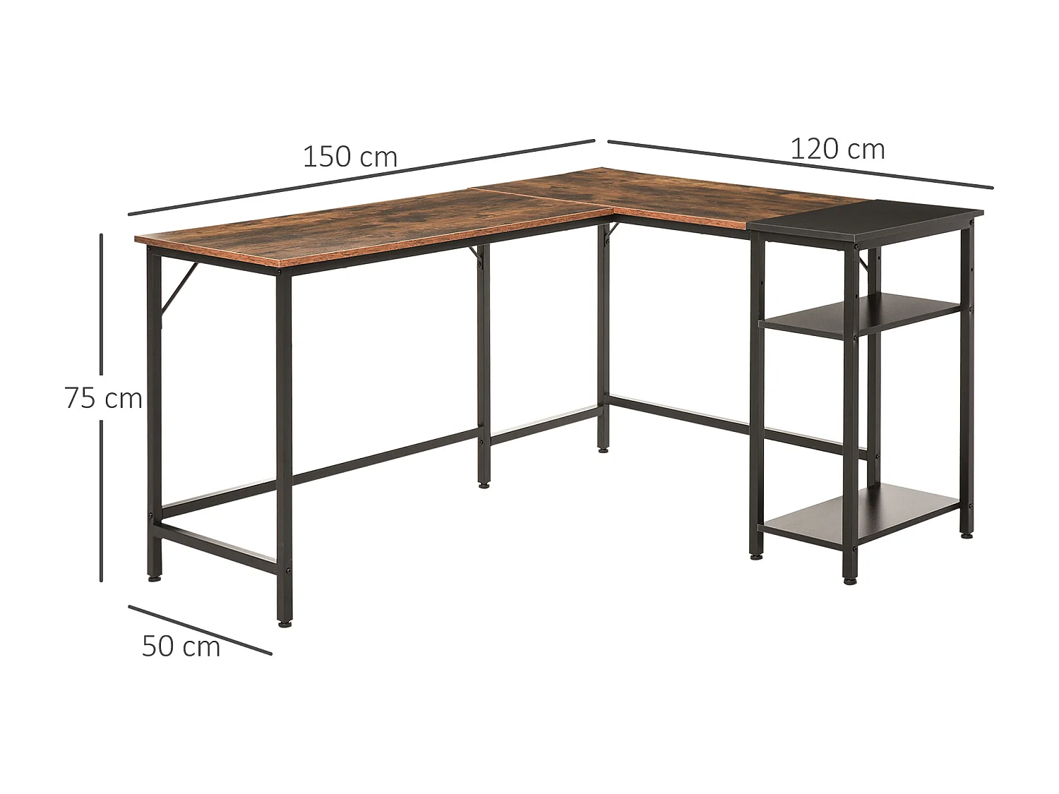 Scrivania in stile industriale in legno e metallo nero
