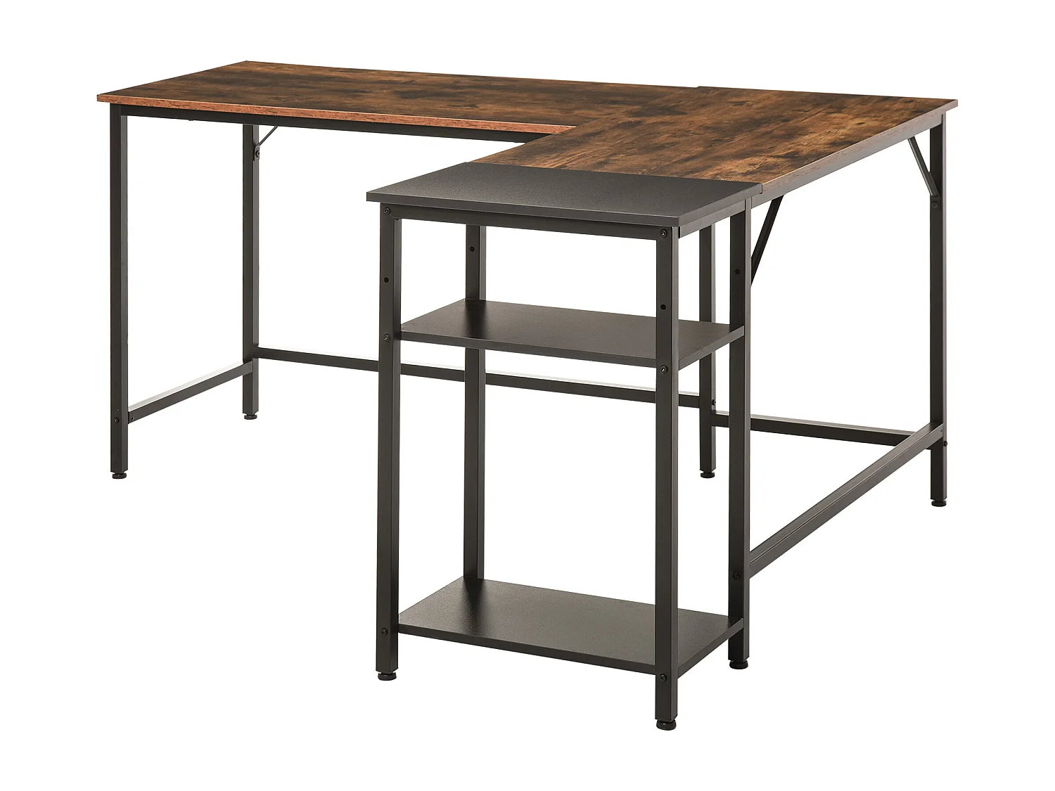 Scrivania in stile industriale in legno e metallo nero