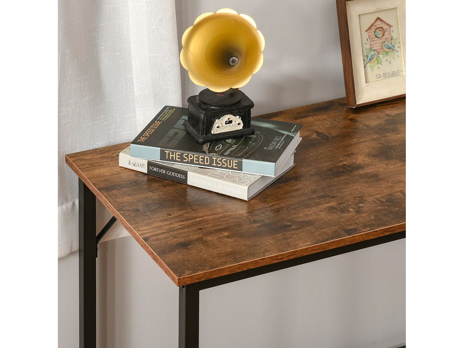 Scrivania in stile industriale in legno e metallo nero