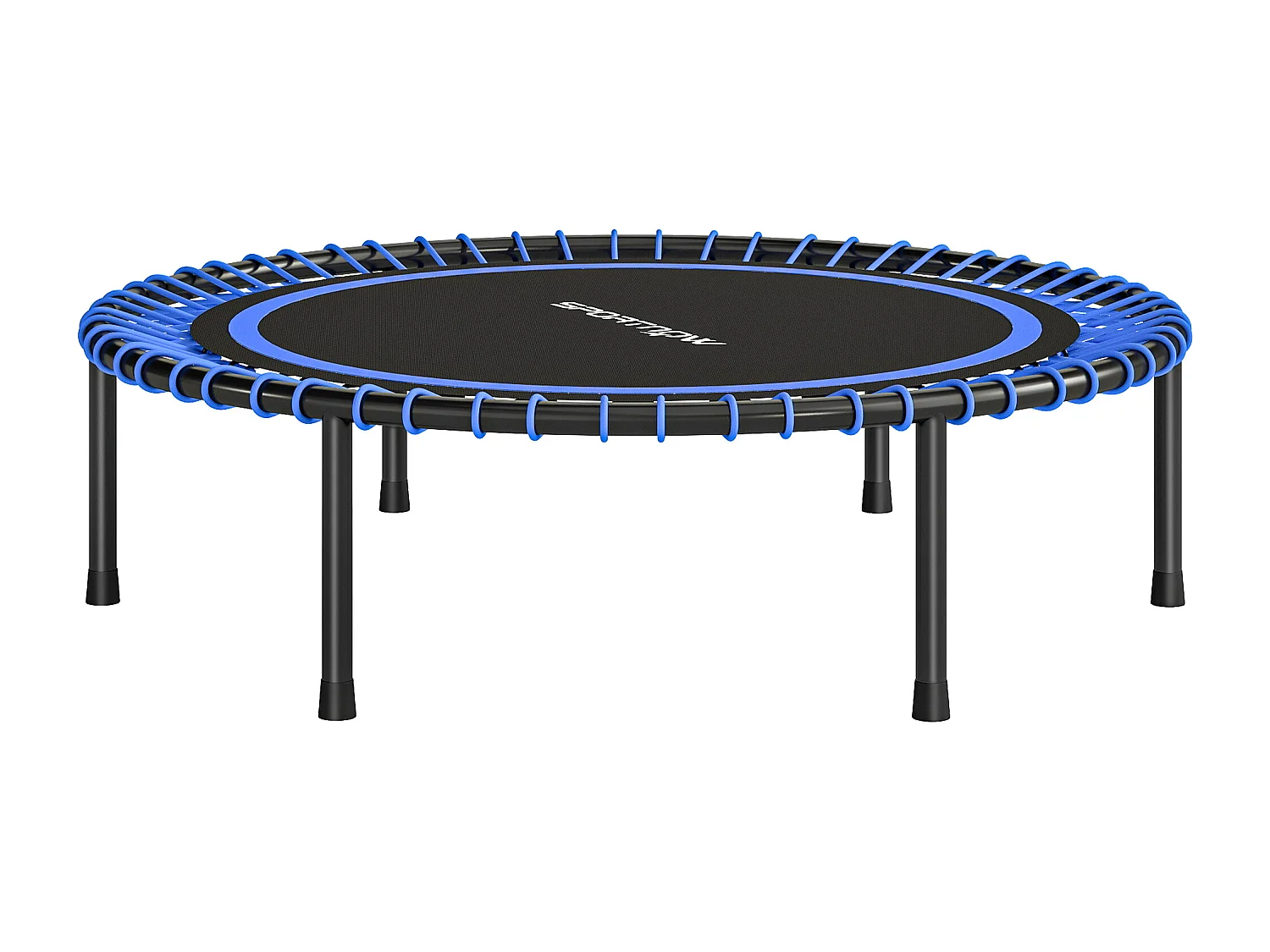 Trampolino elastico fitness a 36 corde in acciaio e pp 114x31 cm blu