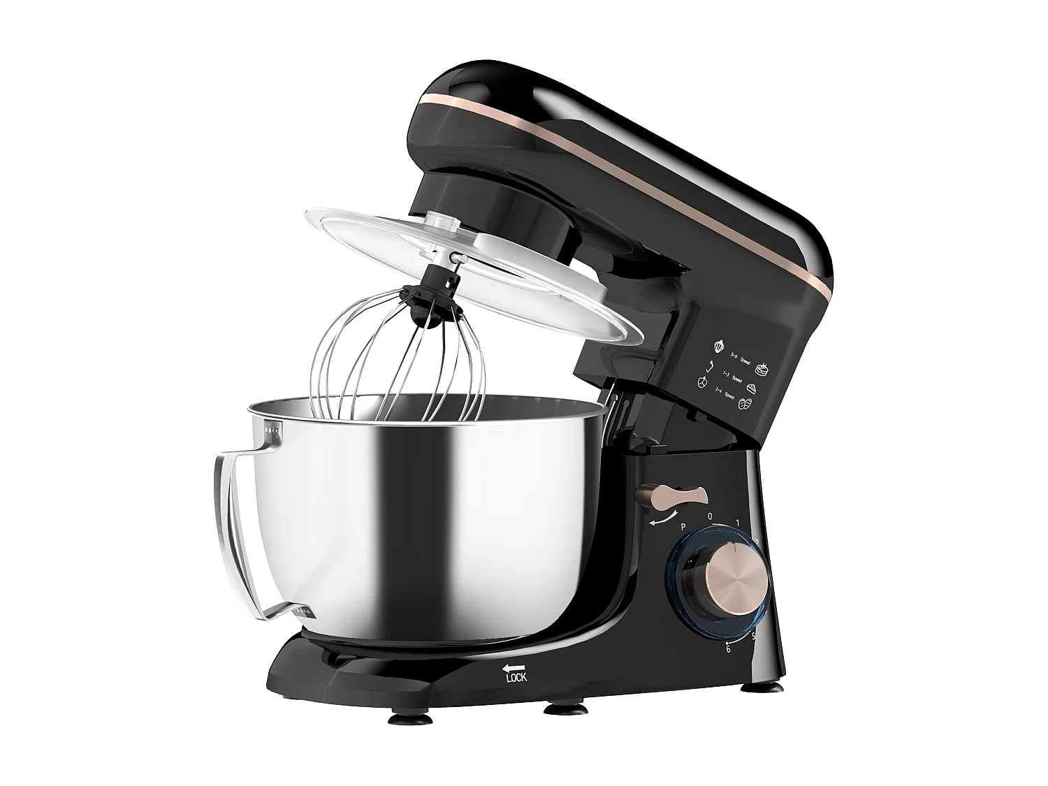 Impastatrice planetaria da 4.5l a 6 velocità con frusta e gancio