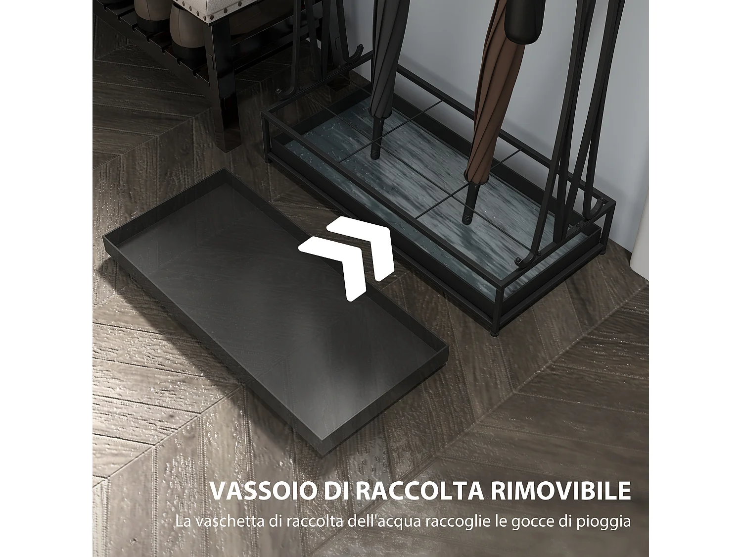 Portaombrelli per interni con vaschetta scolapioggia porta ombrelli in acciaio