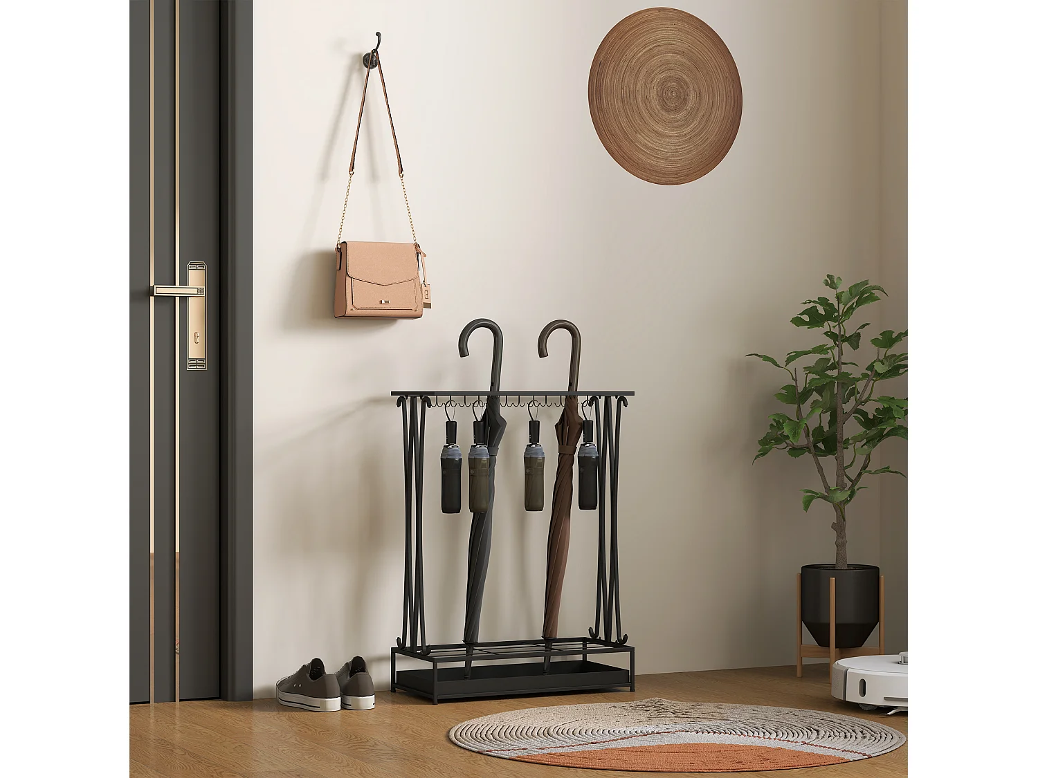 Portaombrelli per interni con vaschetta scolapioggia porta ombrelli in acciaio