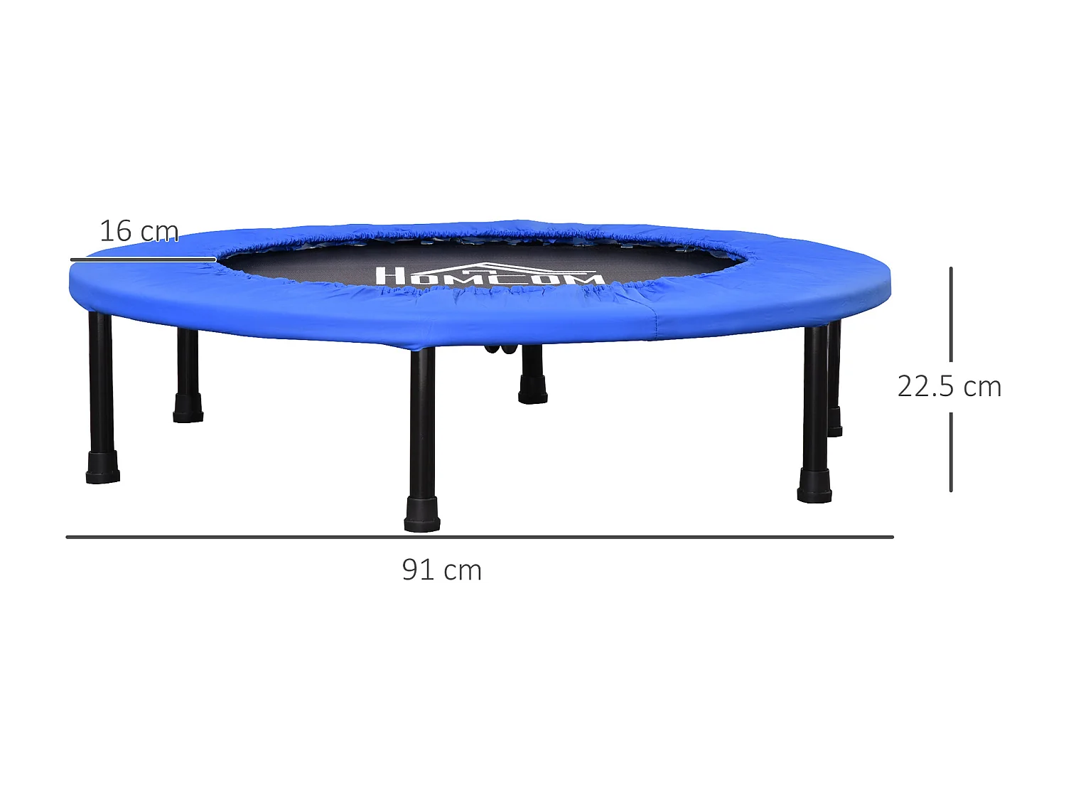 Trampolino elastico con 30 molle ø91x22.5 cm nero e blu