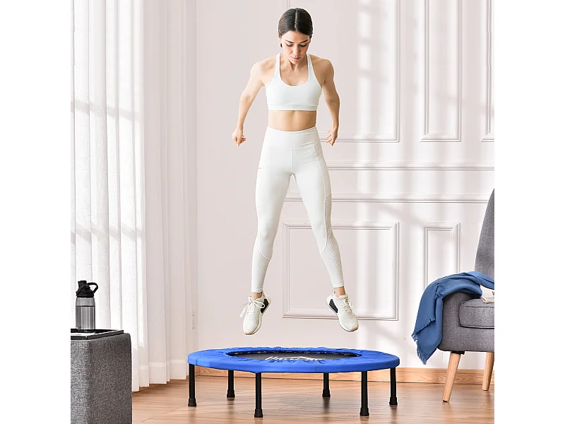 Trampolino elastico con 30 molle ø91x22.5 cm nero e blu