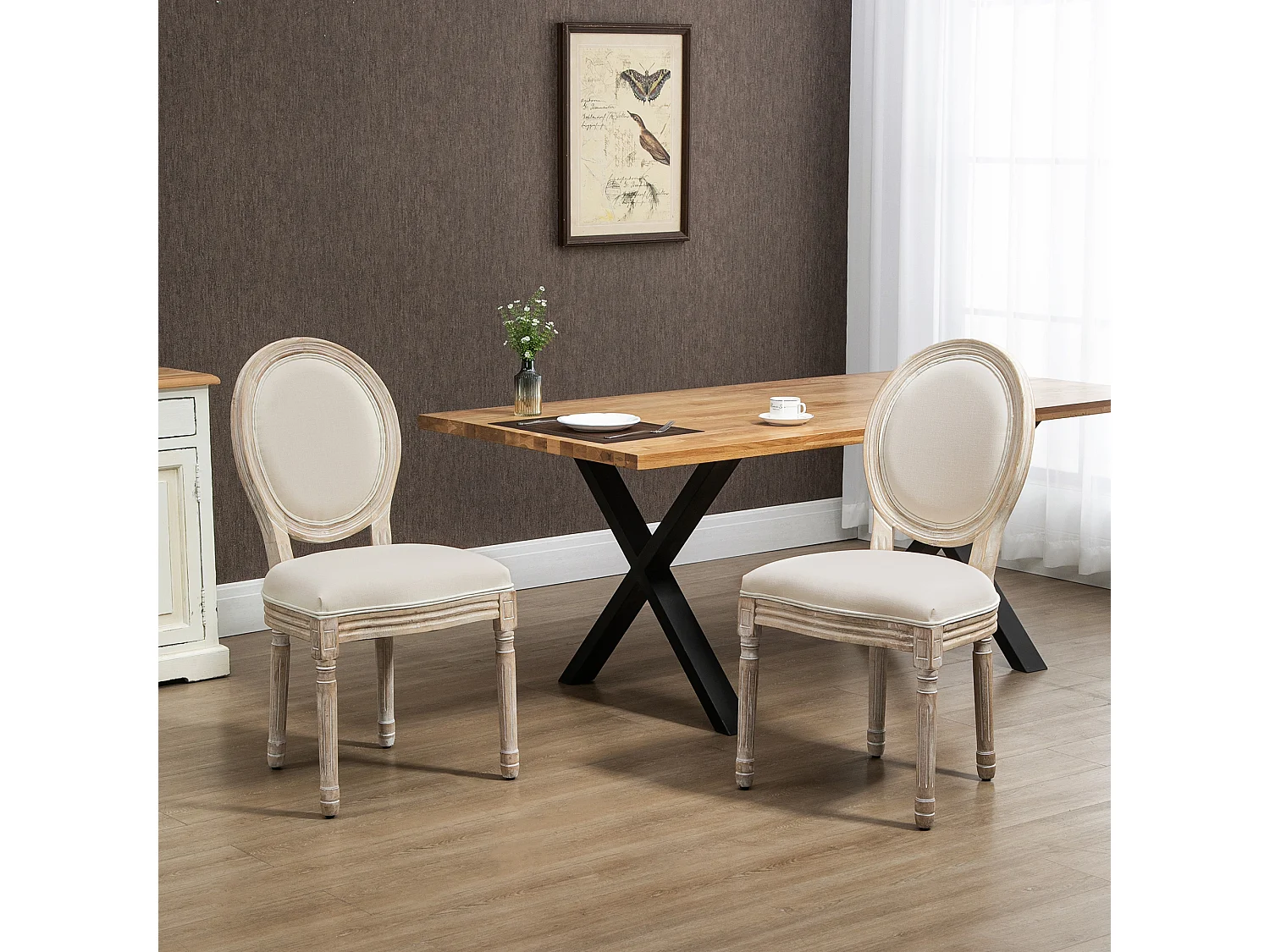 Set 2 sedie imbottite da pranzo sedie per soggiorno stile vintage rétro in legno