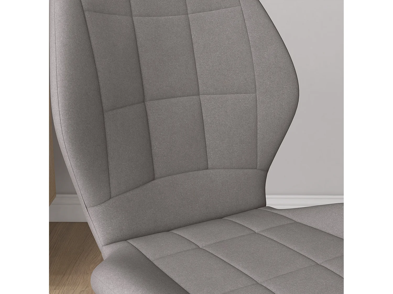 Set 4 sedie da pranzo moderne con rivestimento in flanella grigio