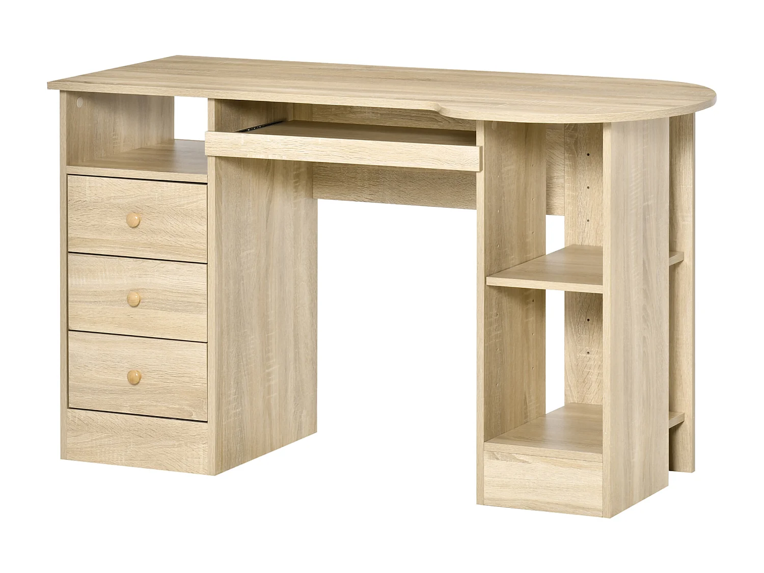 Scrivania pc con scaffali cassetti in legno 125x60x74cm