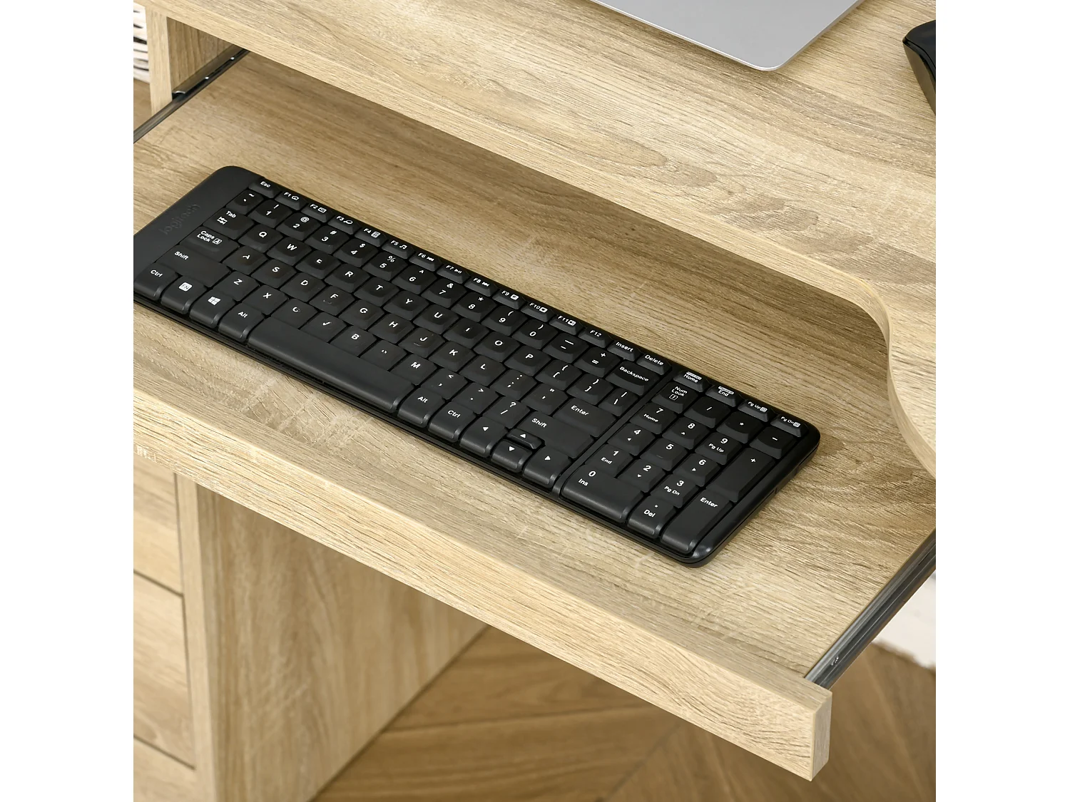 Scrivania pc con scaffali cassetti in legno 125x60x74cm