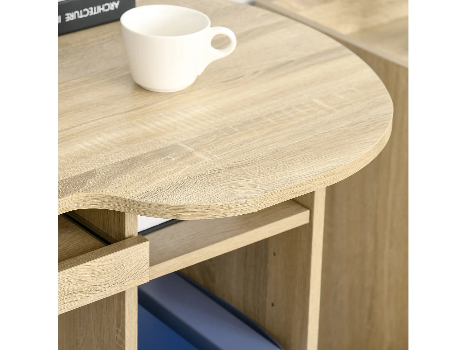 Scrivania pc con scaffali cassetti in legno 125x60x74cm