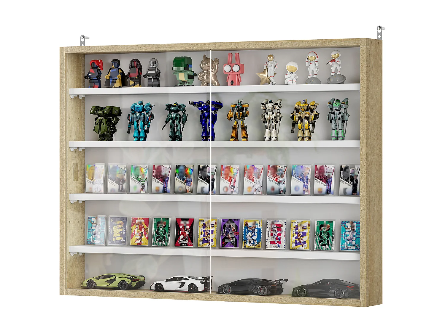 Vetrina espositiva da parete a 4 ripiani regolabili vetrinetta per collezionismo