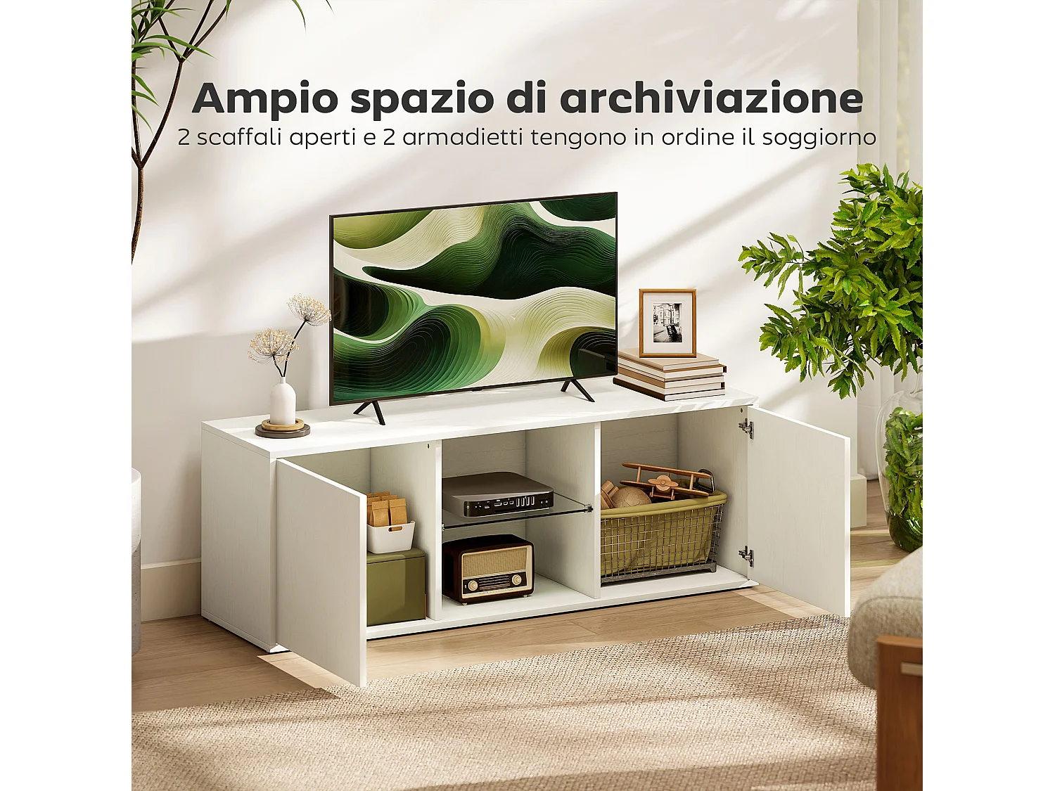 Mobile porta tv fino a 55" mobiletto tv sospeso o a terra da 120 cm