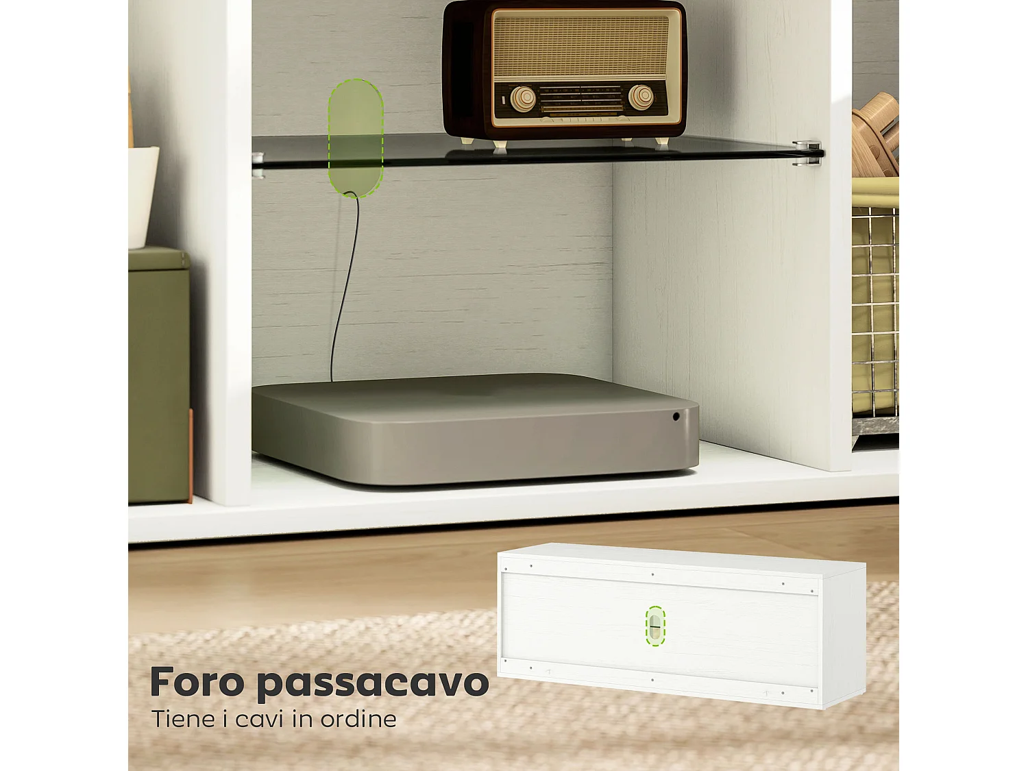 Mobile porta tv fino a 55" mobiletto tv sospeso o a terra da 120 cm